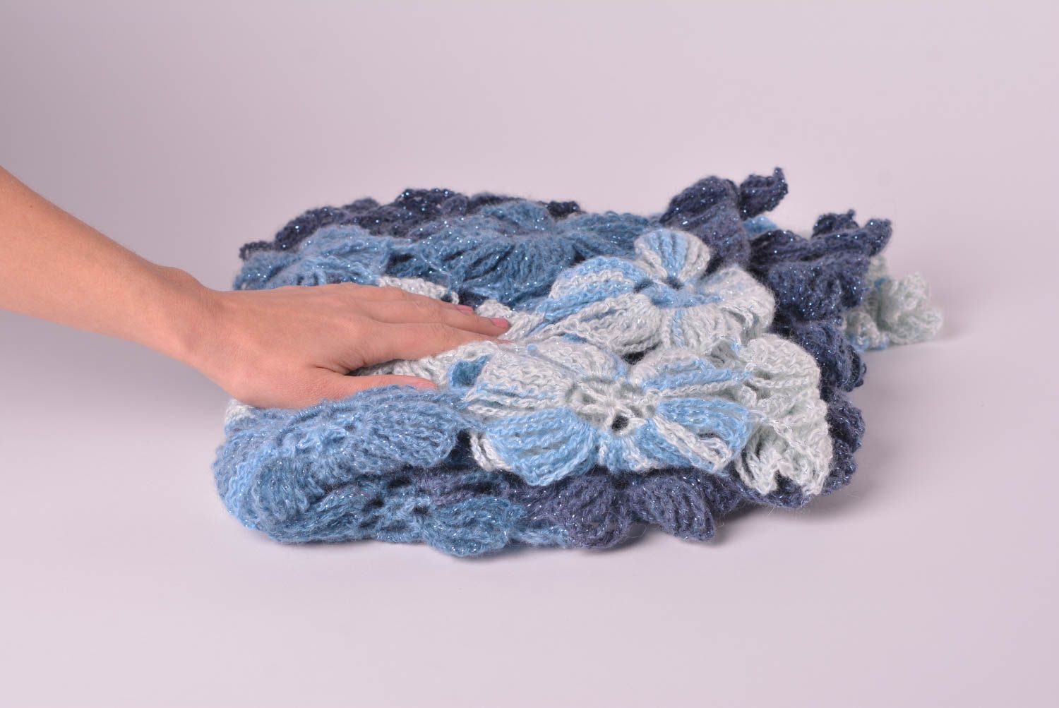 Beautiful handmade crochet shawl warm crochet scarf cool accessories for girls photo 2