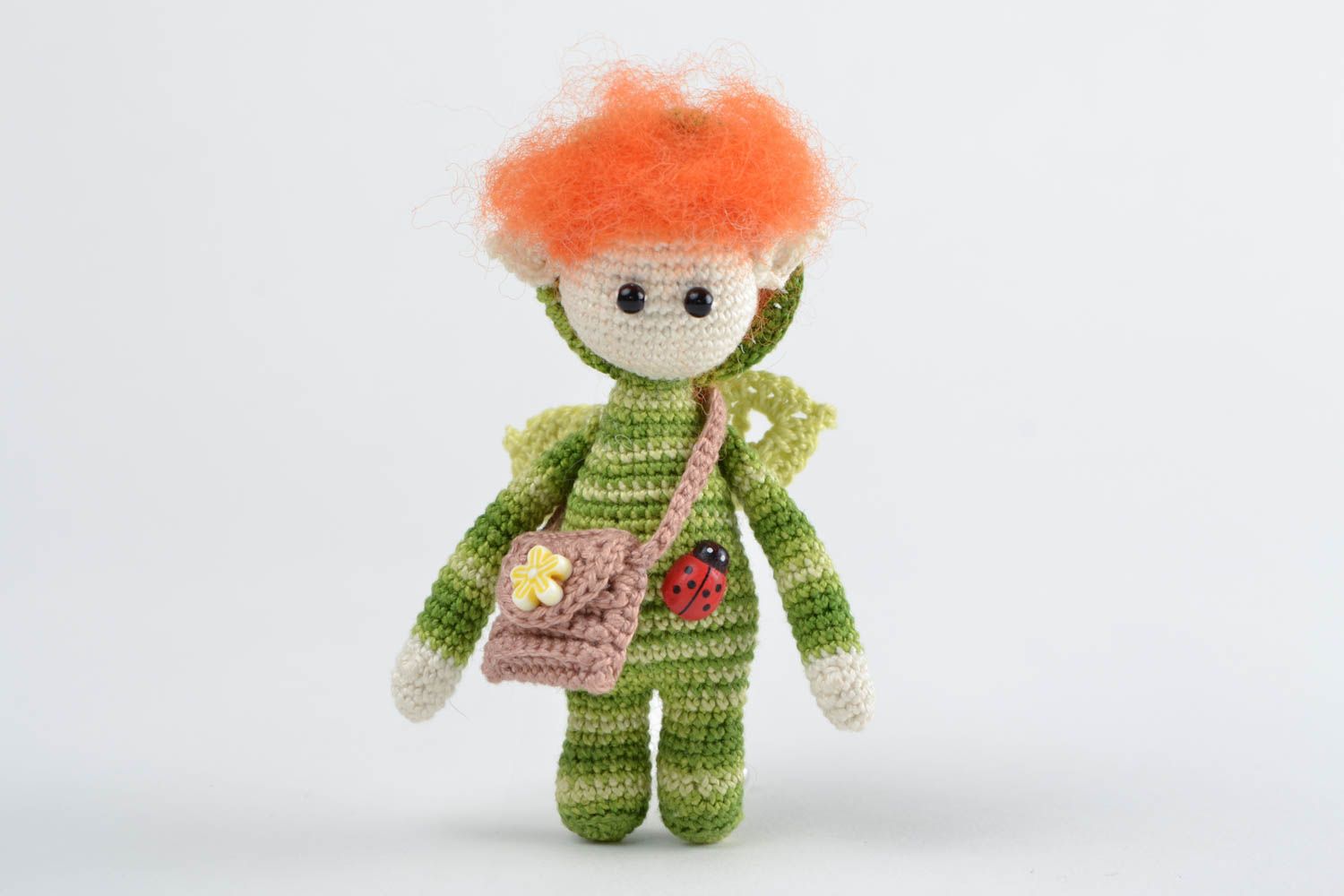 Beautiful interesting adorable cute unusual handmade soft crochet cotton elf toy photo 1
