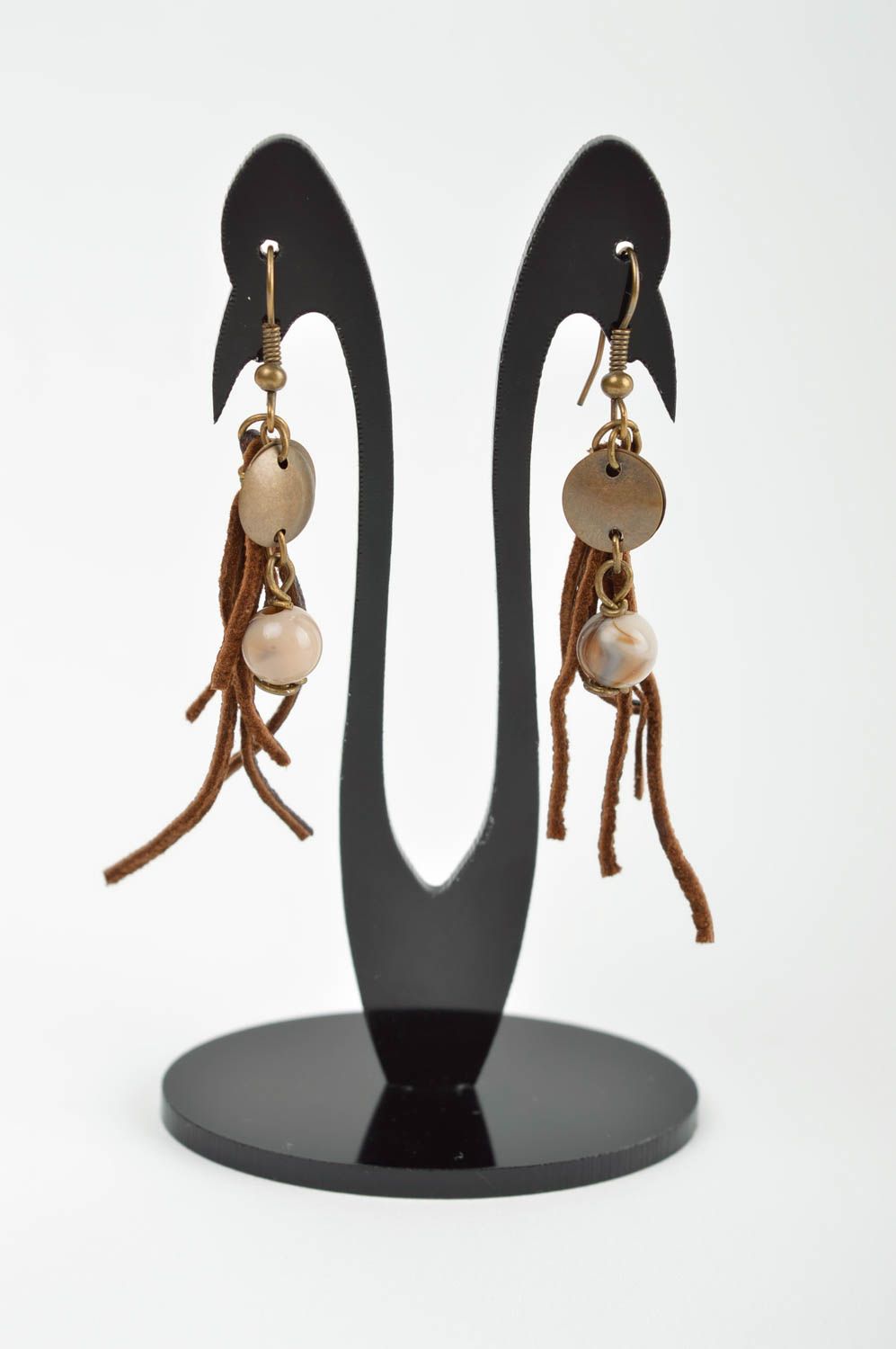 Handmade designer earrings unusual dangling earrings stylish accessory photo 2