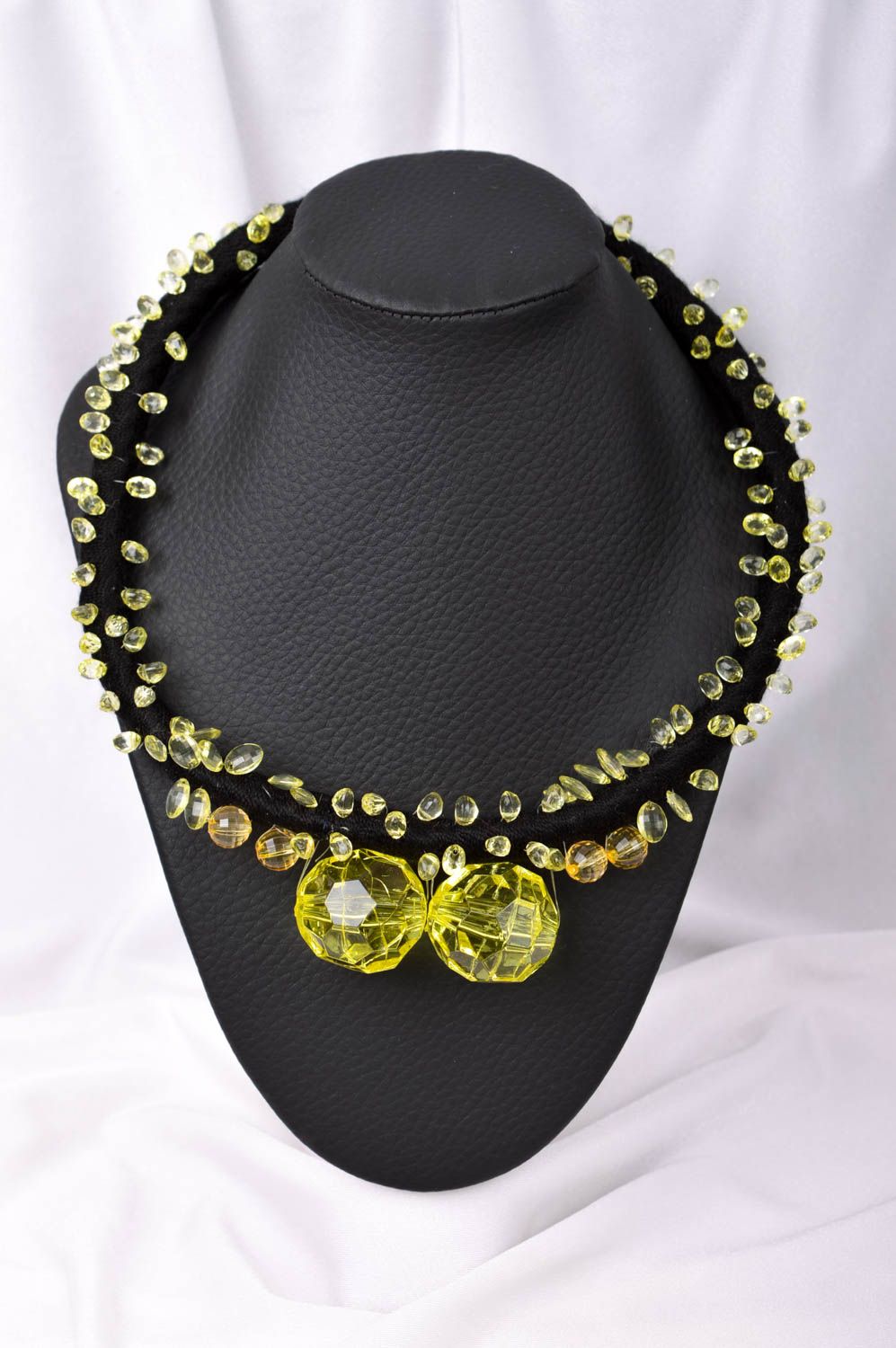 Damen Collier handgefertigt Schmuck Halskette Accessoire für Frauen schwarz  foto 1