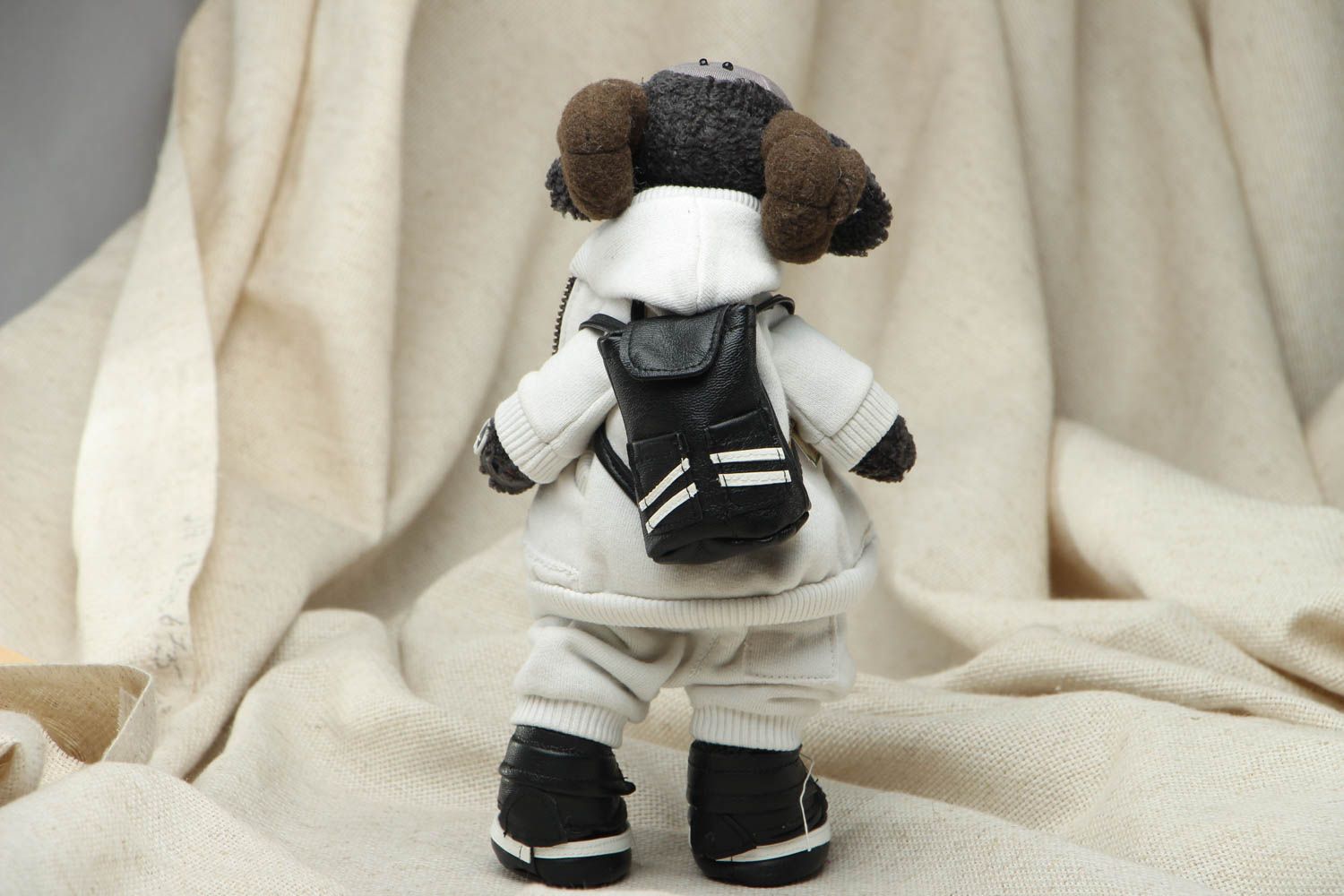 Designer fabric toy Lamb with Photo Camera photo 3