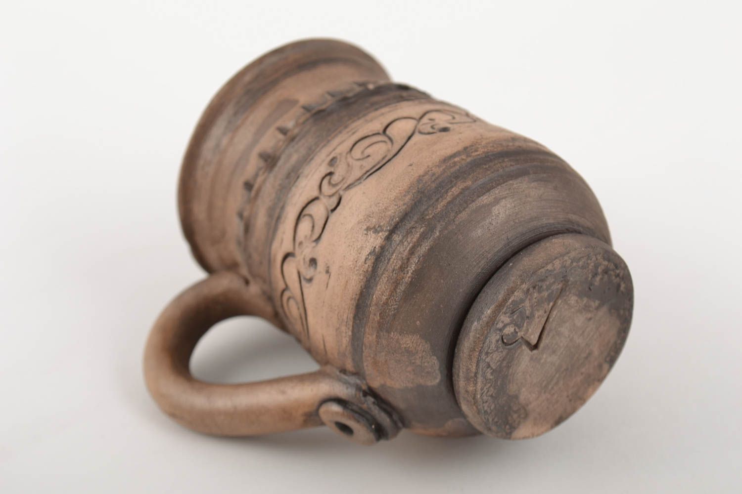 Глиняная кружка небольшая ручной работы авторская красивая для кофе 150 мл фото 5