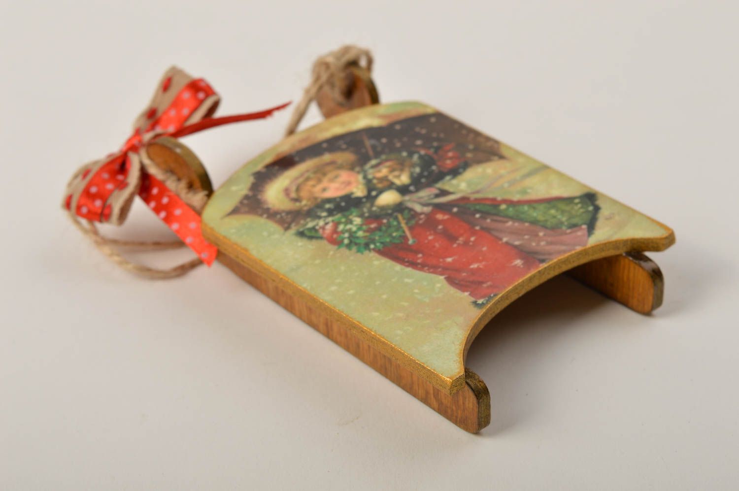Adorno navideño hecho a mano decoración de interior trineo decorativo  foto 2