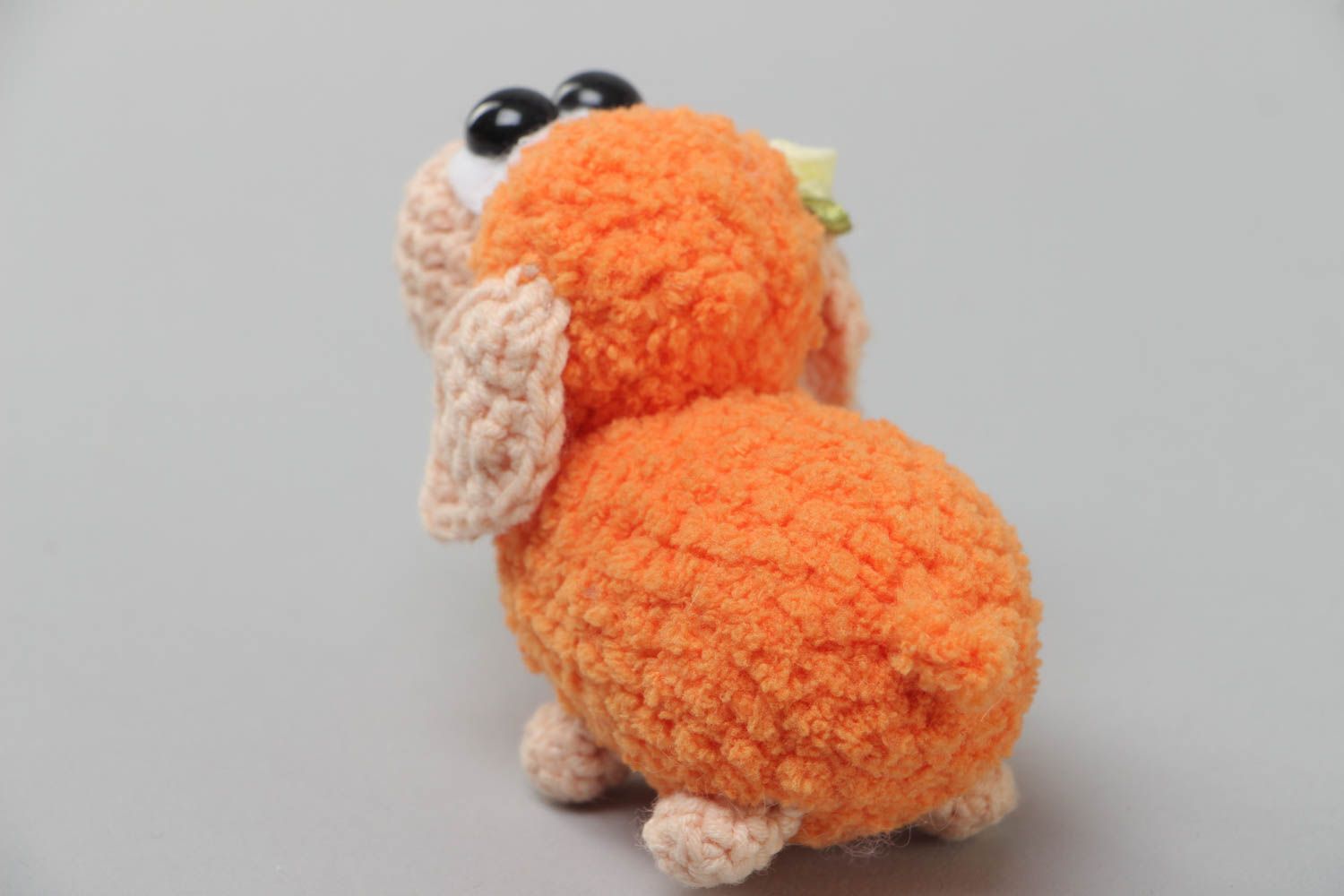 Peluche brebis tricotée au crochet en fils acryliques faite main petite orange photo 4