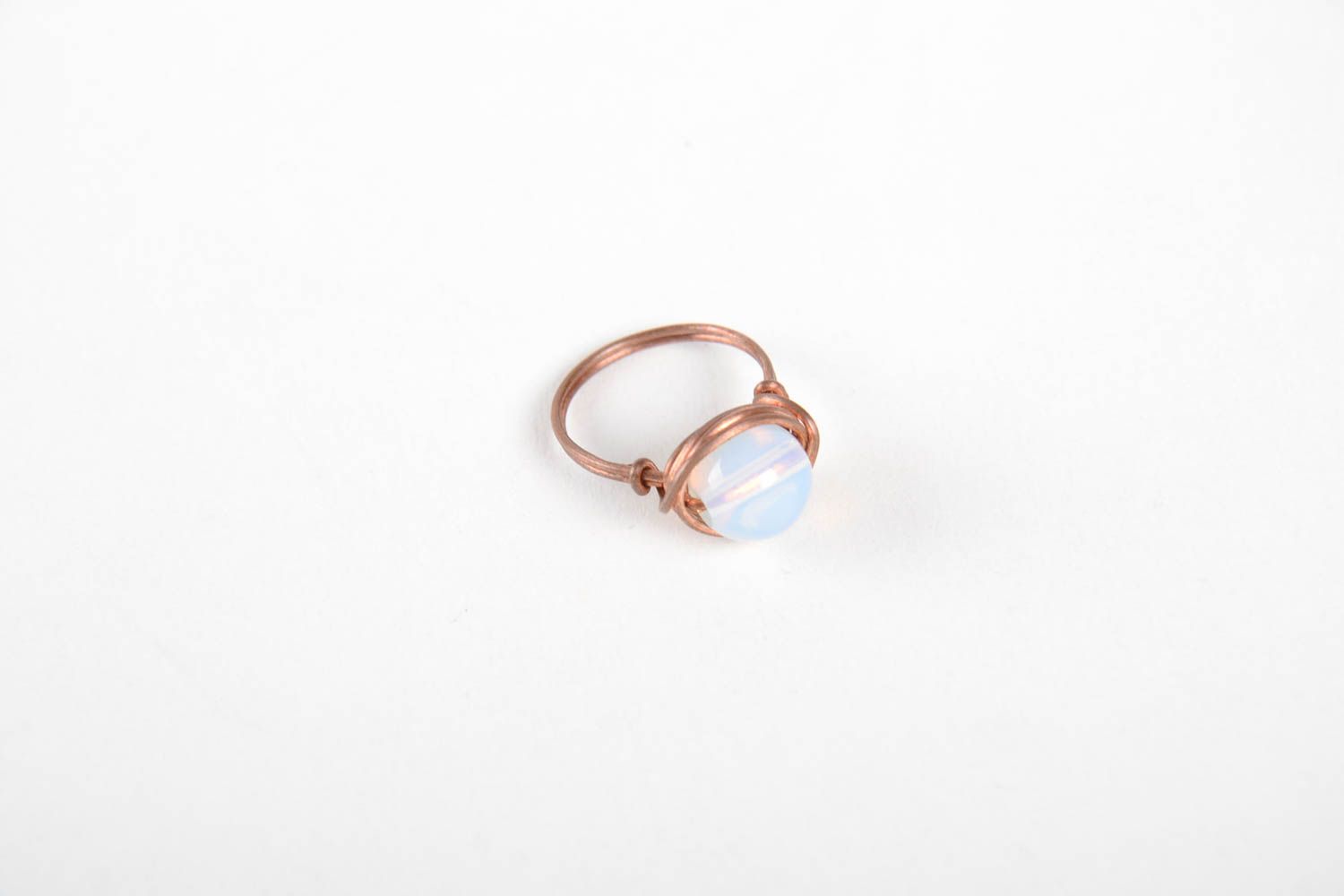 Handmade copper wire ring ring with natural stones handmade copper jewelry photo 5