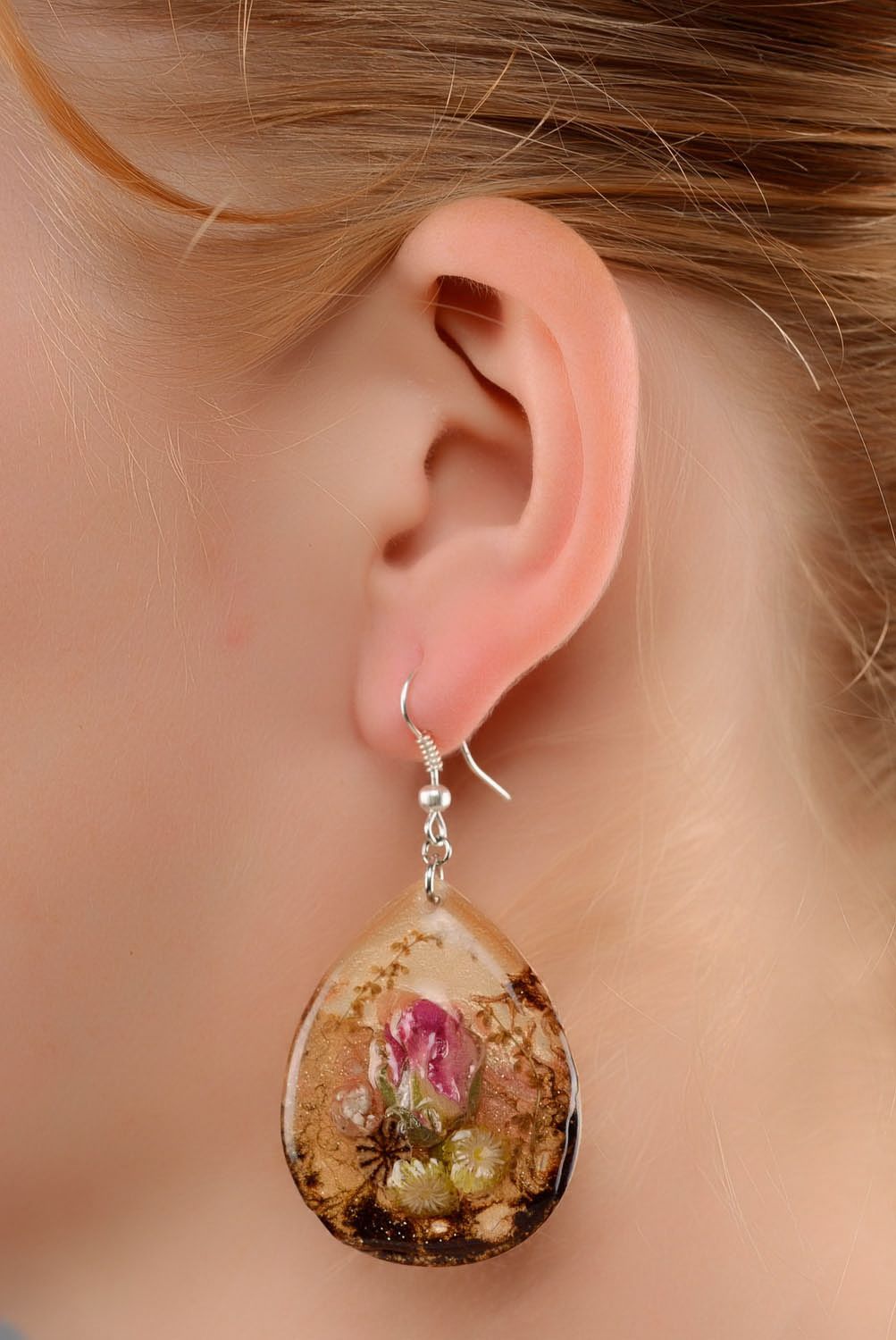 Earrings with dried flowers photo 3