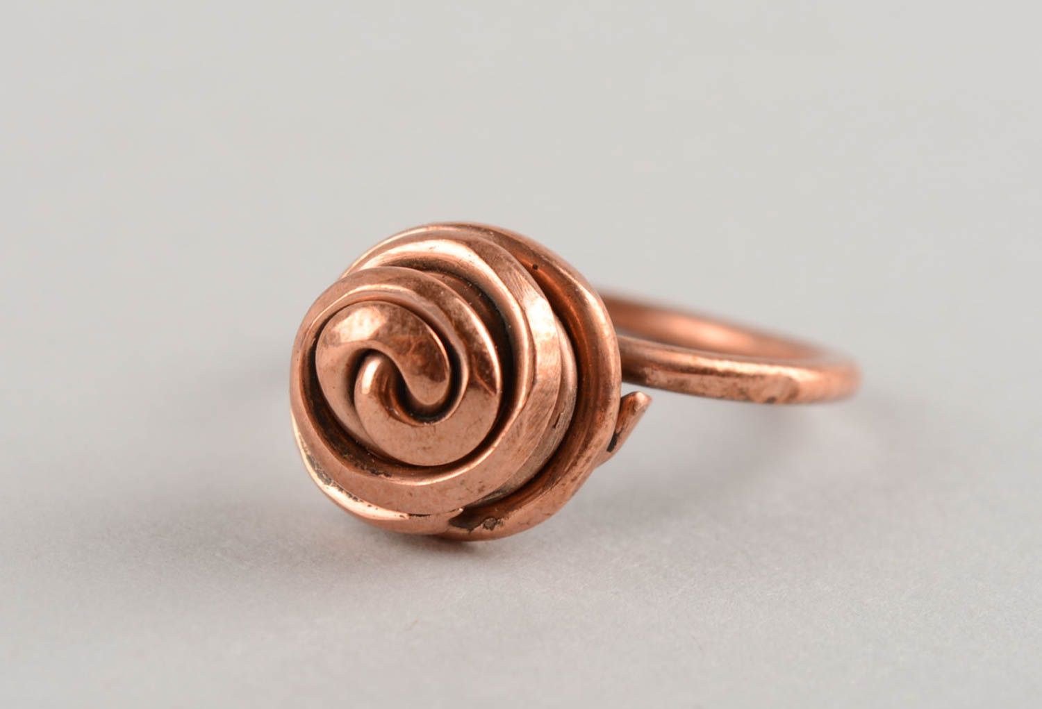 Beautiful female ring made of copper of an unusual shape for stylish girls photo 5
