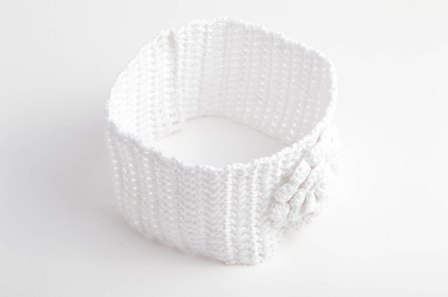 White crocheted headband unusual accessory for kids beautiful headband photo 4