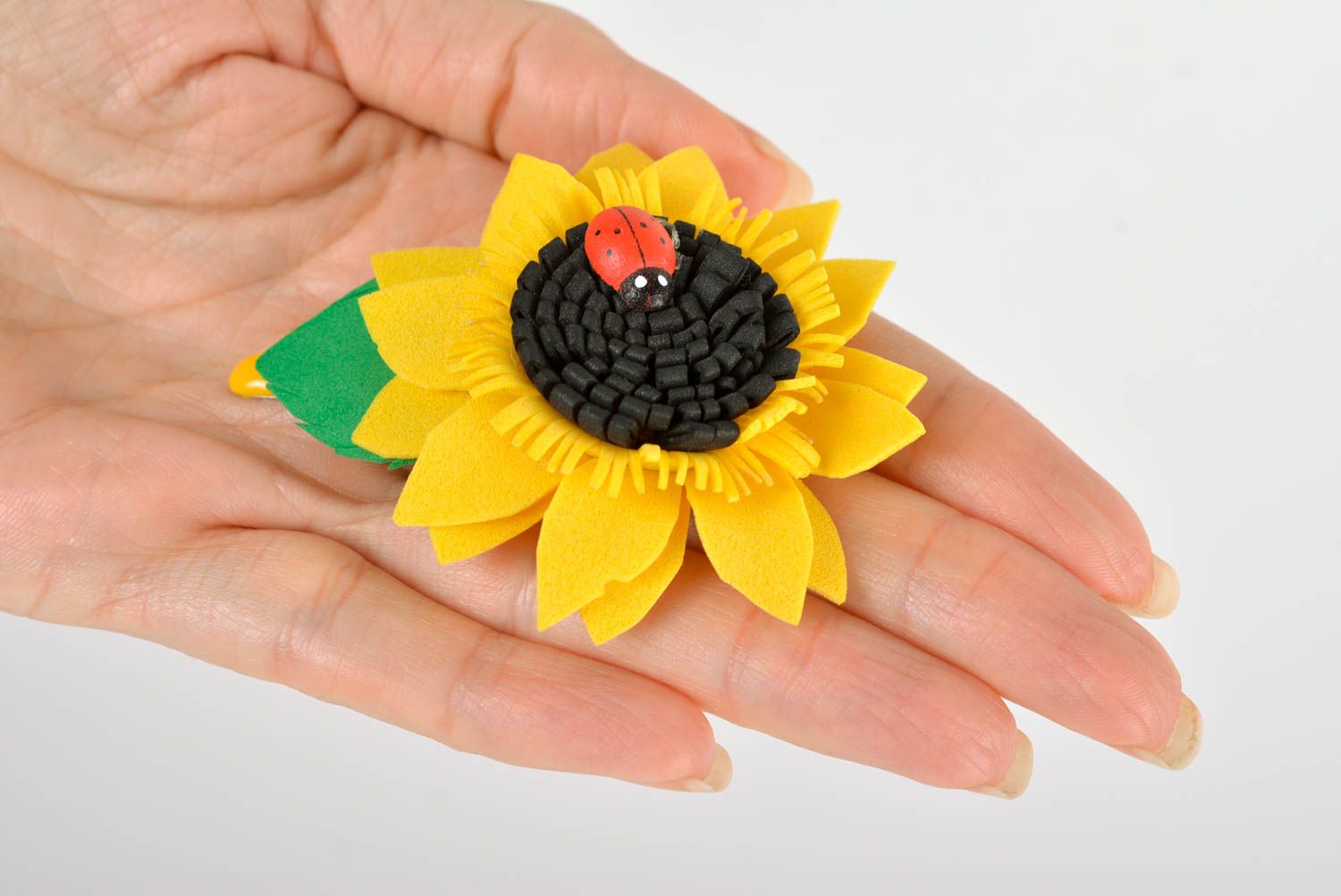 Handmade Haarspange Blume in Gelb Mode Schmuck Accessoire für Haare Sonnenblume foto 5