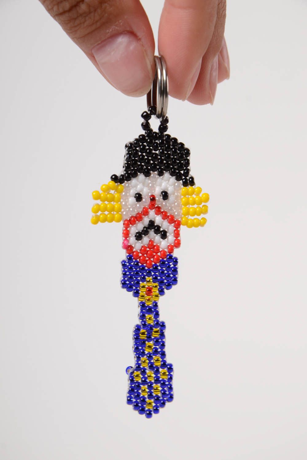 Porte-clés clown en perles de rocaille fait main accessoire original cadeau photo 2