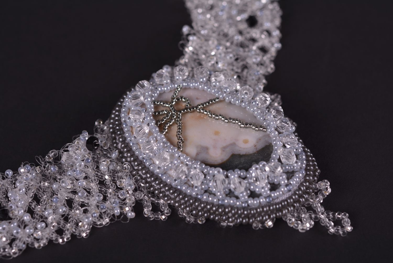 Handmade designer necklace unusual stunning necklace black elegant jewelry photo 2