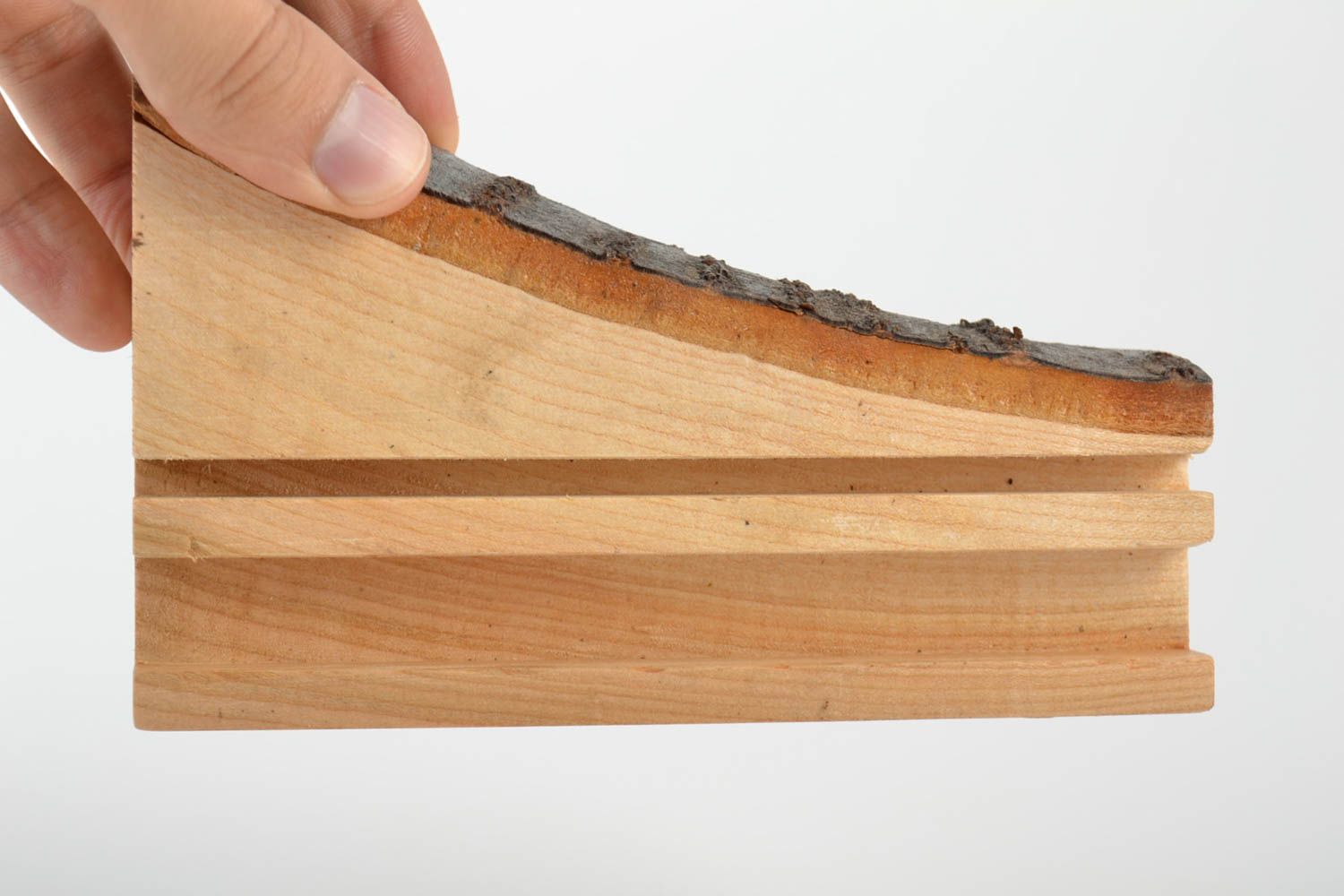 Support pour tablette en bois naturel fait main compact de style écologique photo 5