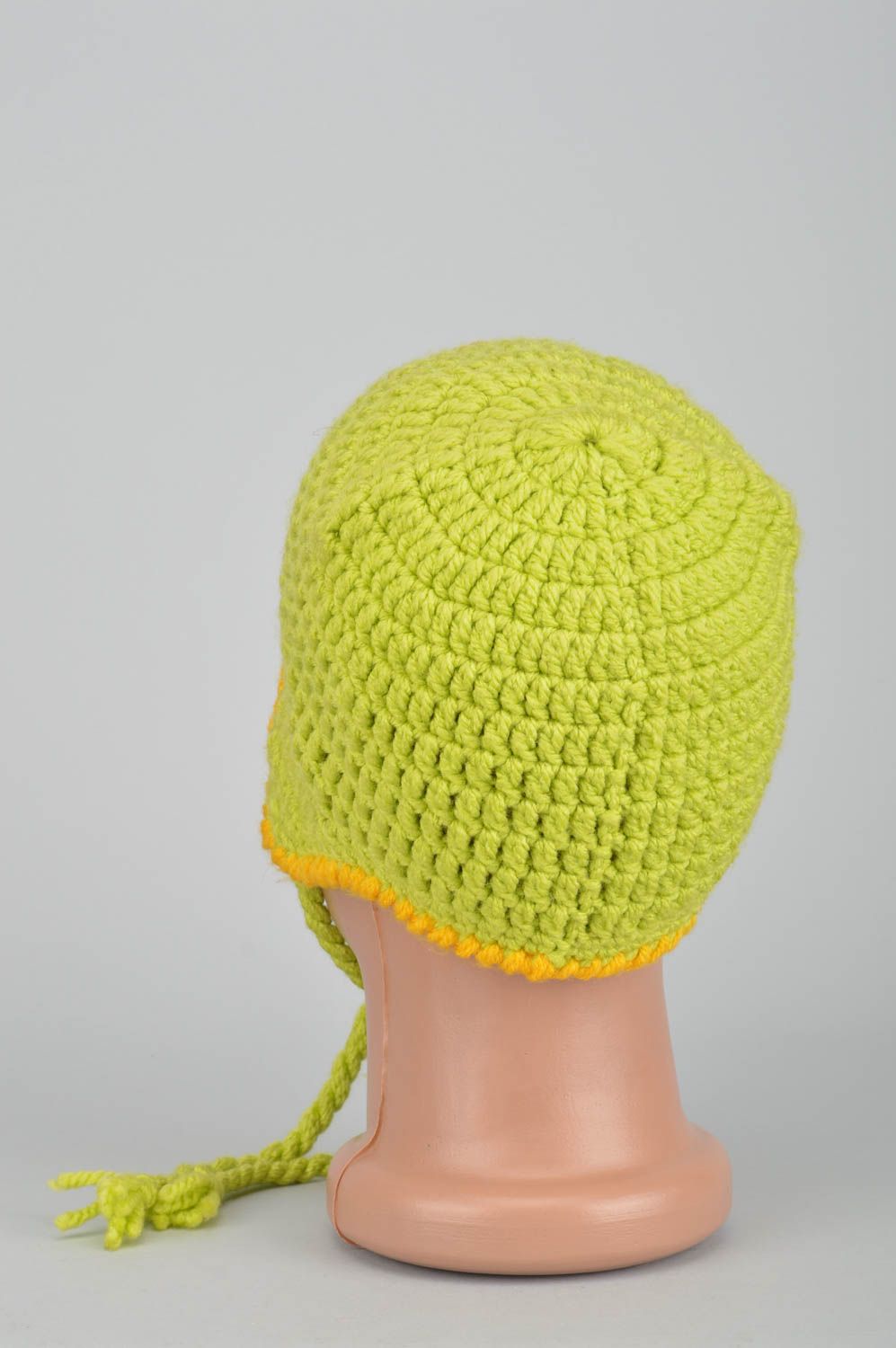 Handmade knitted cap headwear for boys yellow stylish cap winter warm cap photo 5