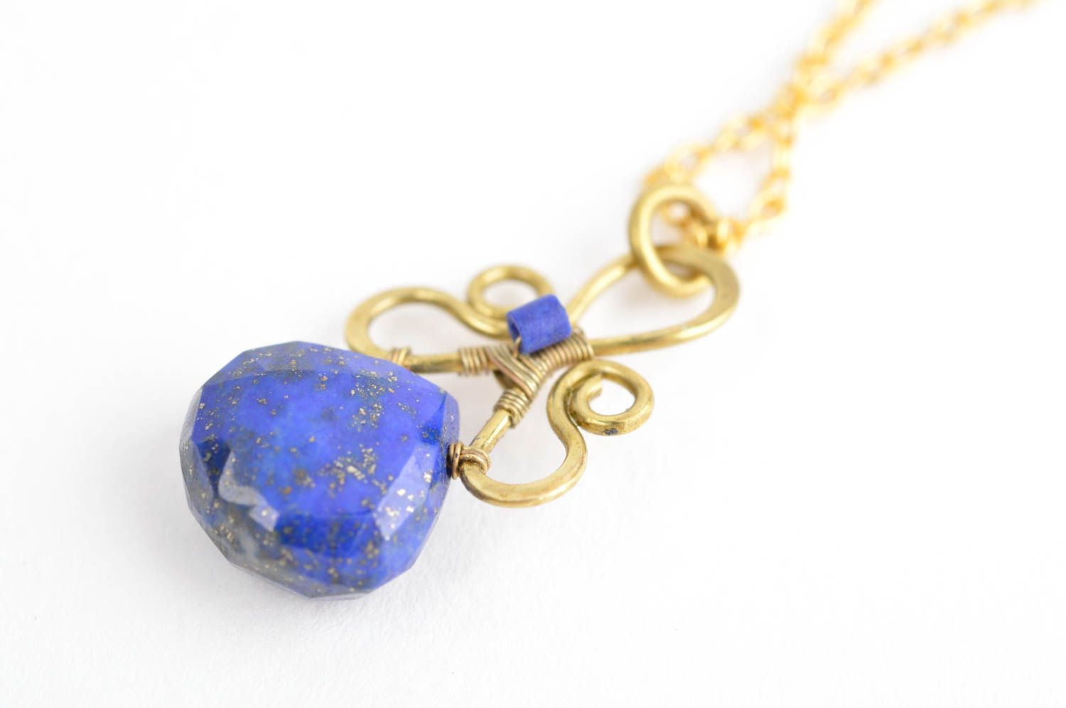 Handmade pendant glass bead necklace brass accessories fashion jewelry photo 5