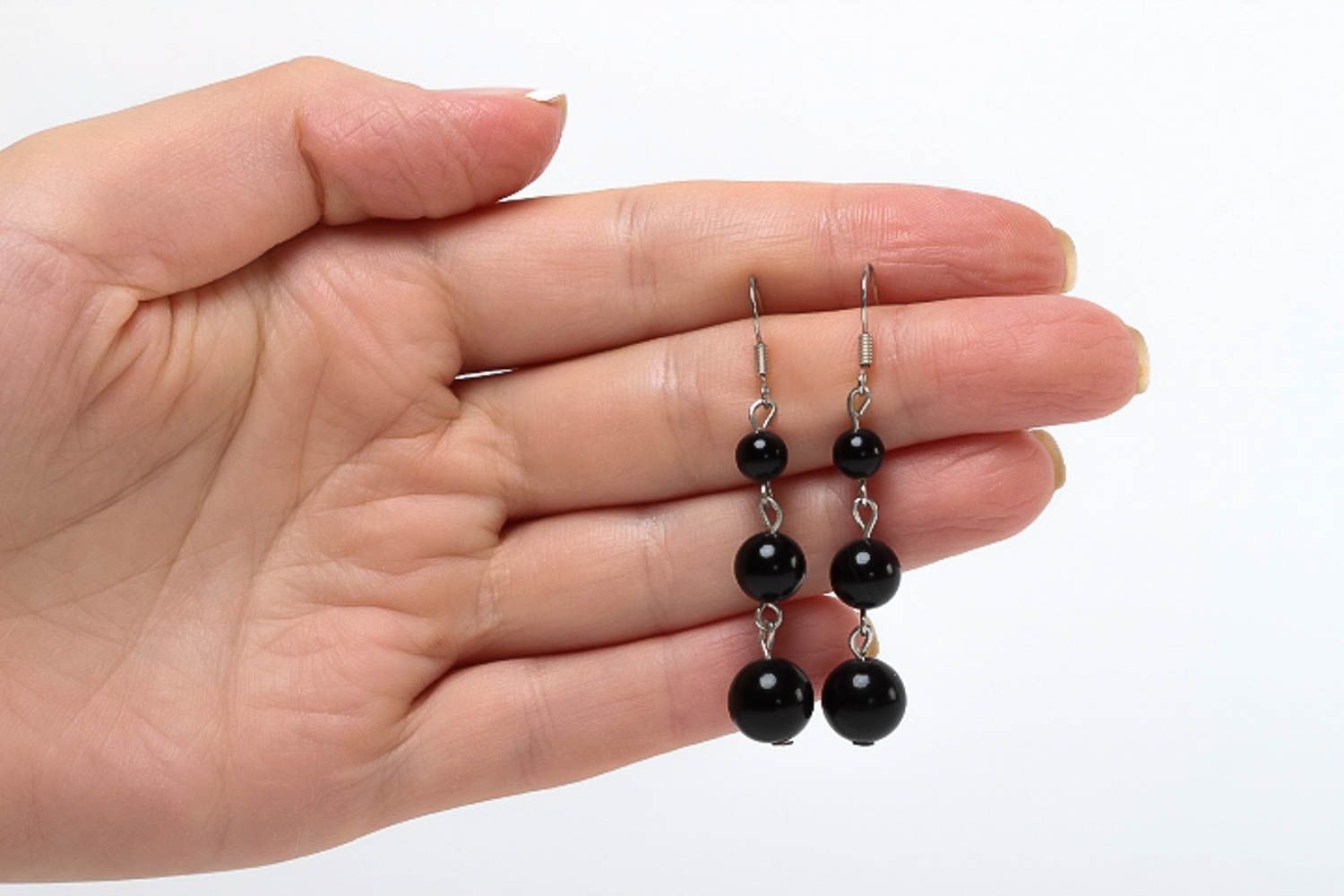 Perlen Ohrhänger handmade Juwelier Modeschmuck Geschenk für Frauen Achat schwarz foto 5