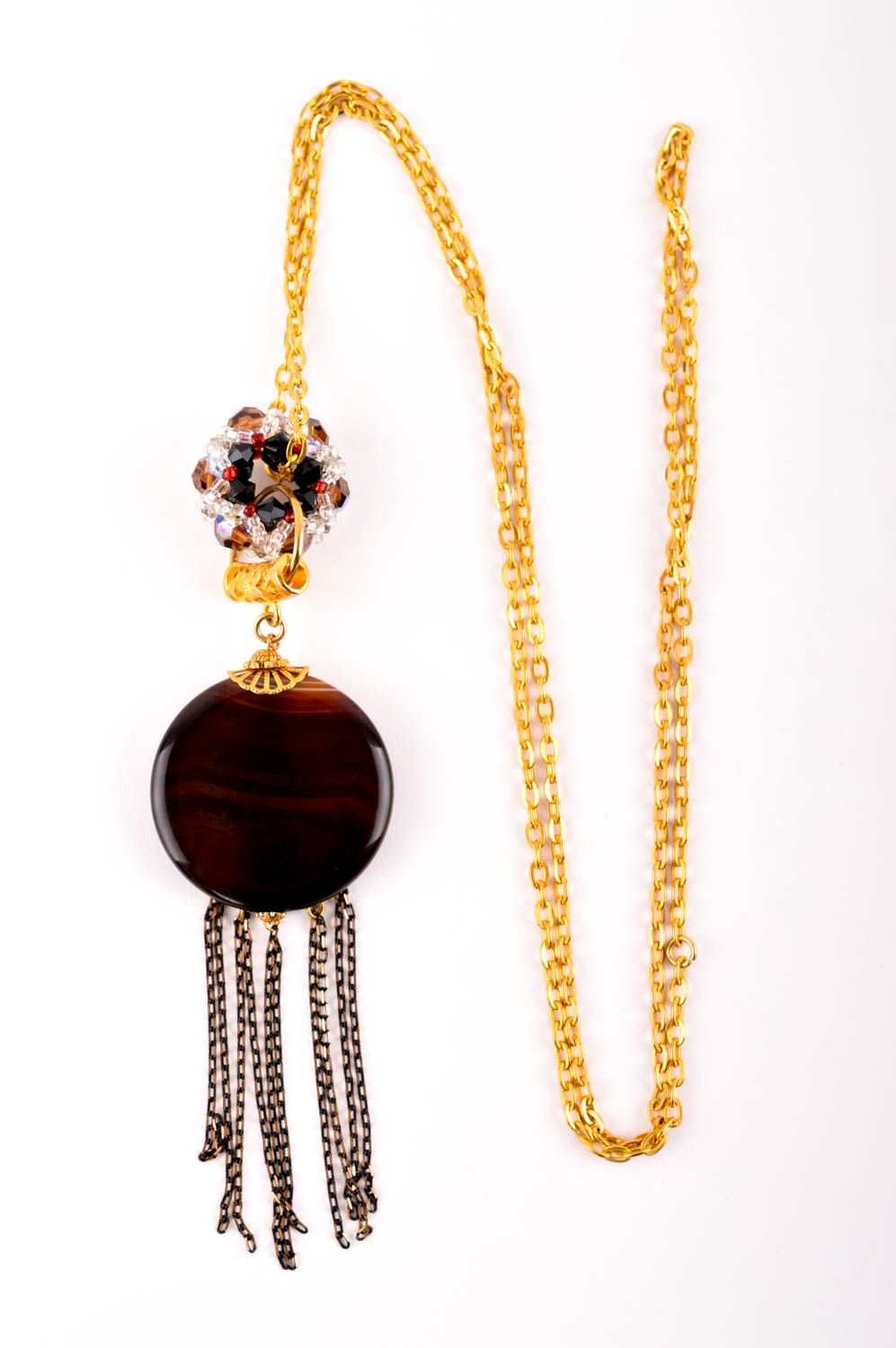 Handmade Halskette mit Anhänger Schmuck aus Stein Achat Frauen Accessoire  foto 3
