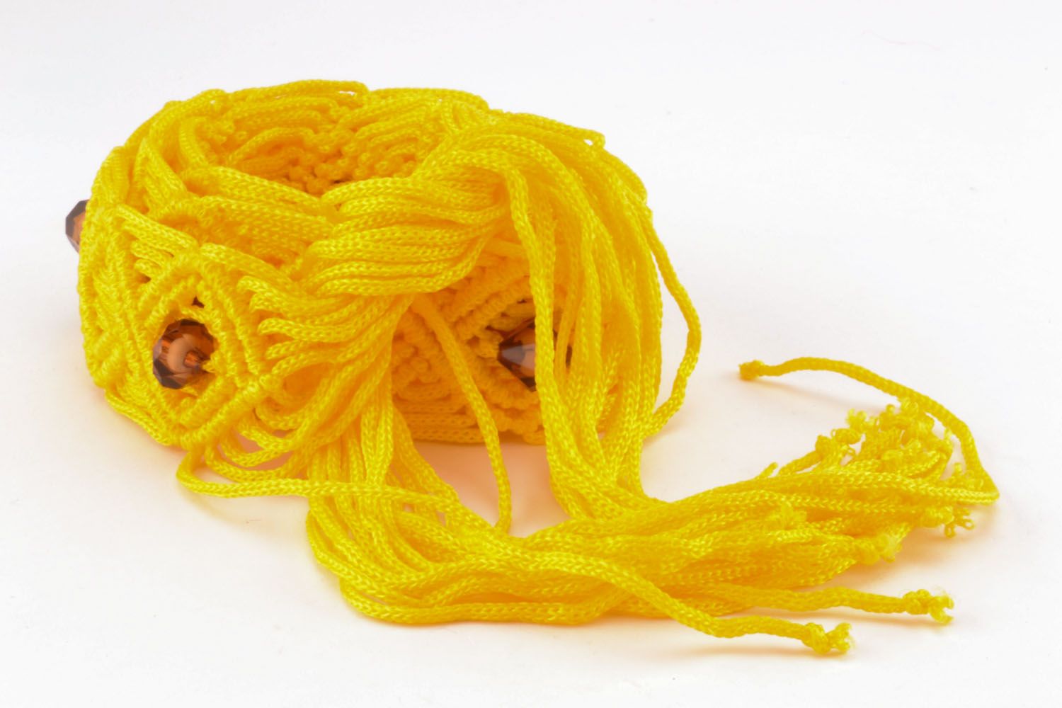 Cintura da donna intrecciata fatta a mano cinghia di fili gialla accessori donna foto 2