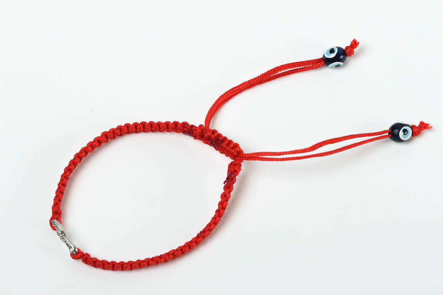Bracelet en fils Bijou fait main rouge strass design fin Accessoire femme photo 2