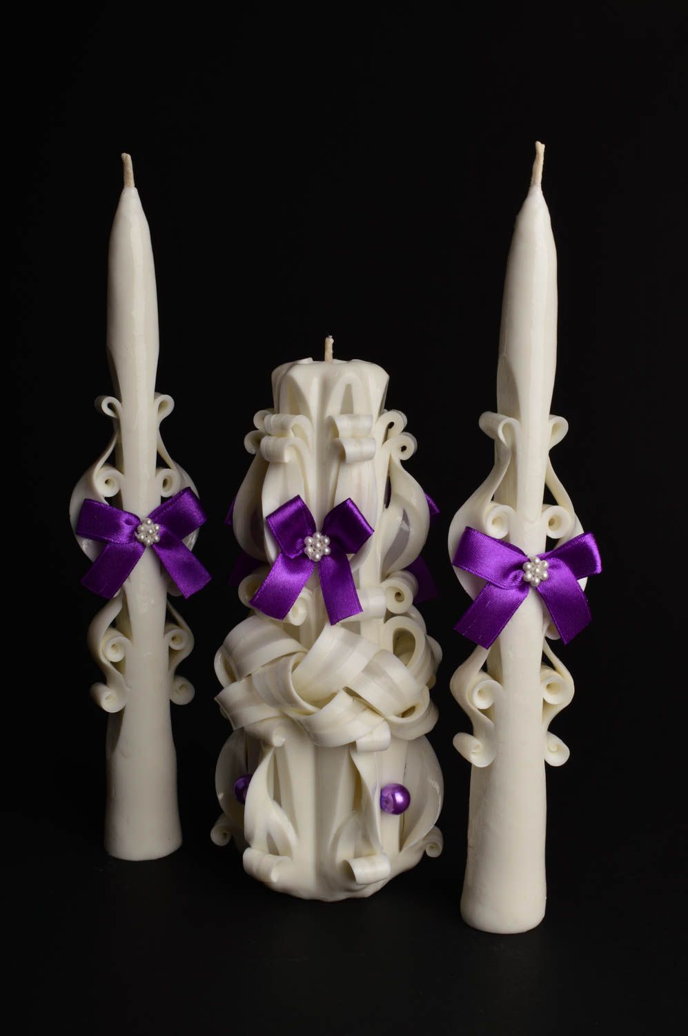Handmade candles openwork paraffin candles unusual gift set of candles  photo 3