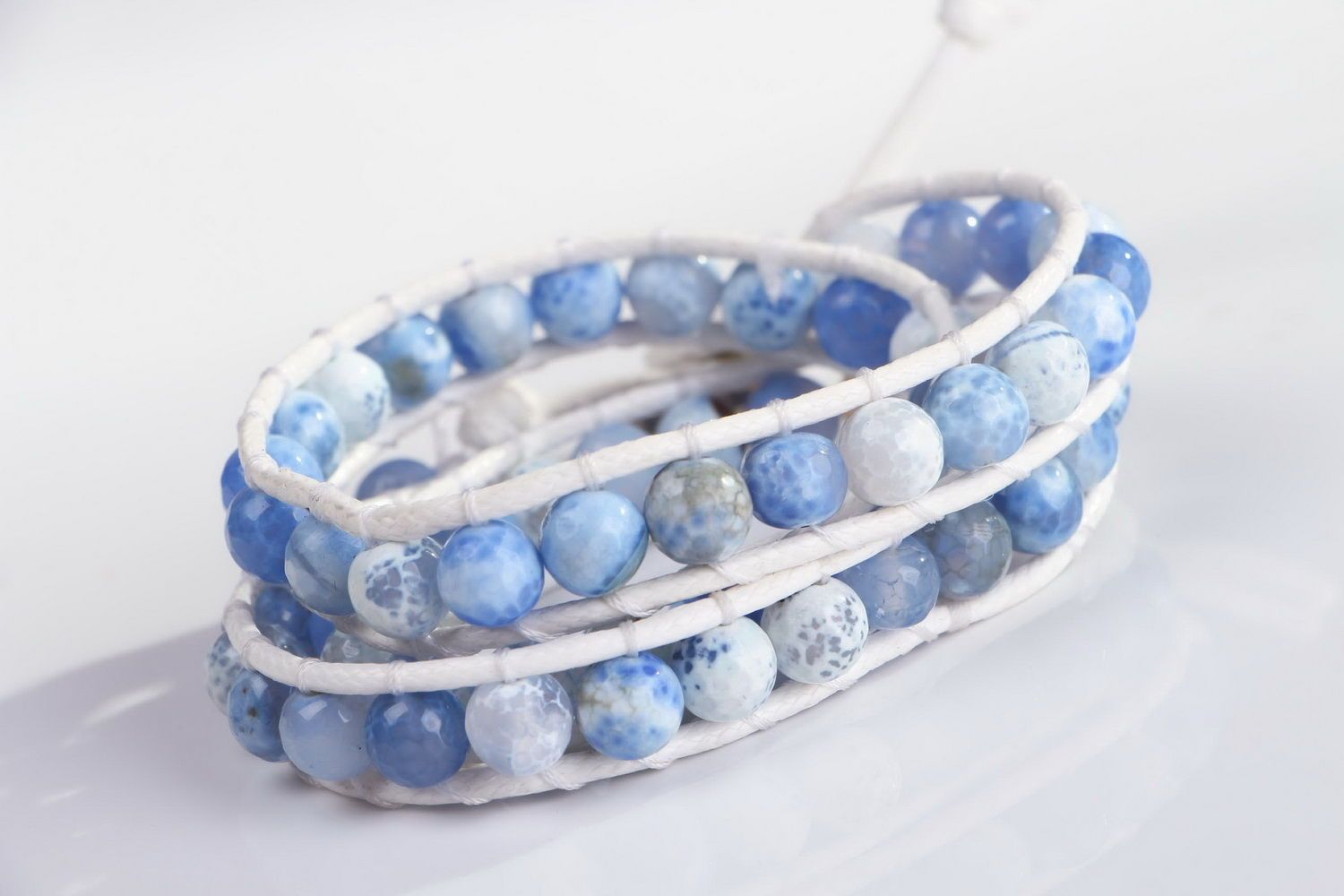 Bracelet made of agate and lather photo 4