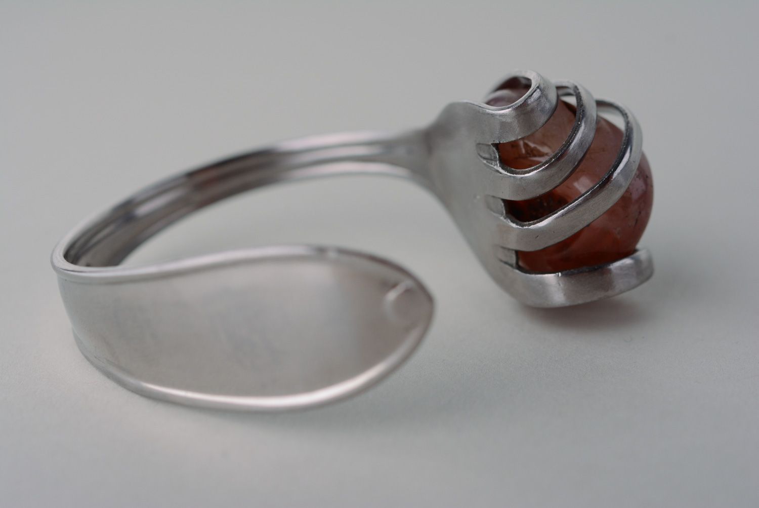 Metall Armband mit Naturstein aus Gabel foto 4