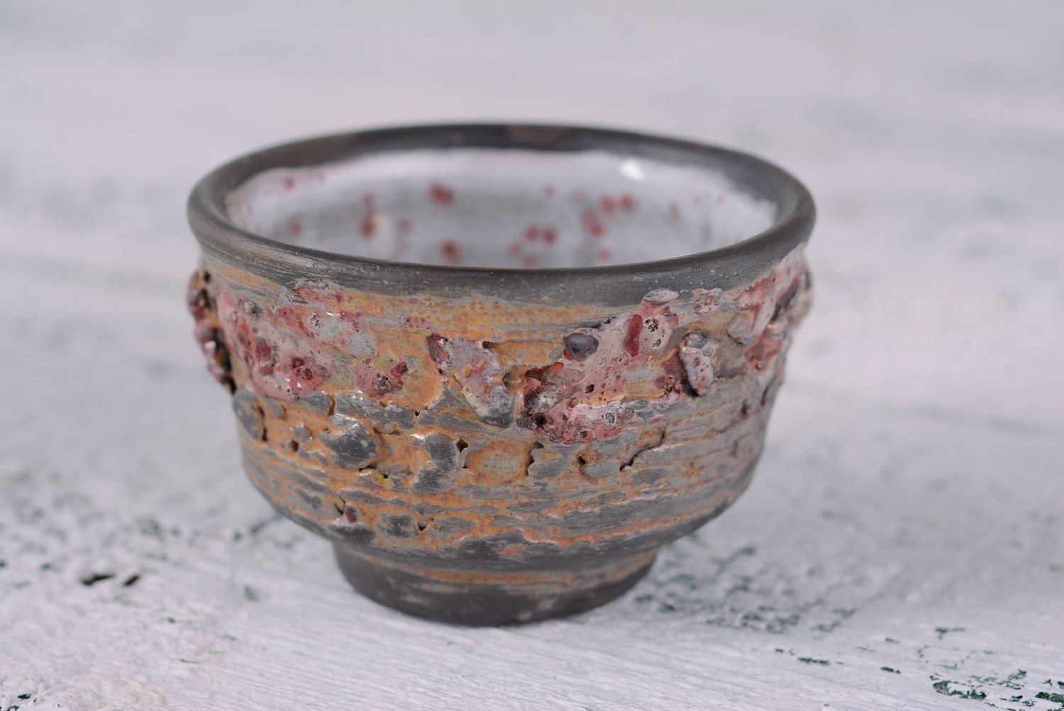 Unusual beautiful small handmade clay bowl for decor photo 1