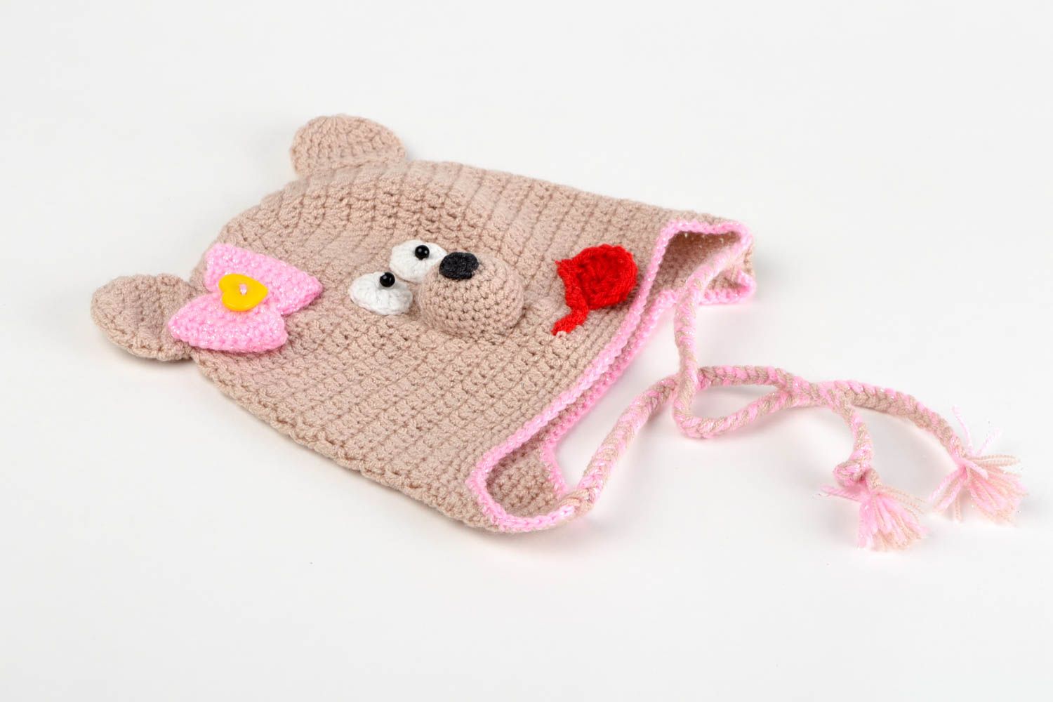 Gorro para niña artesanal tejido a ganchillo accesorio de moda ropa infantil  foto 5