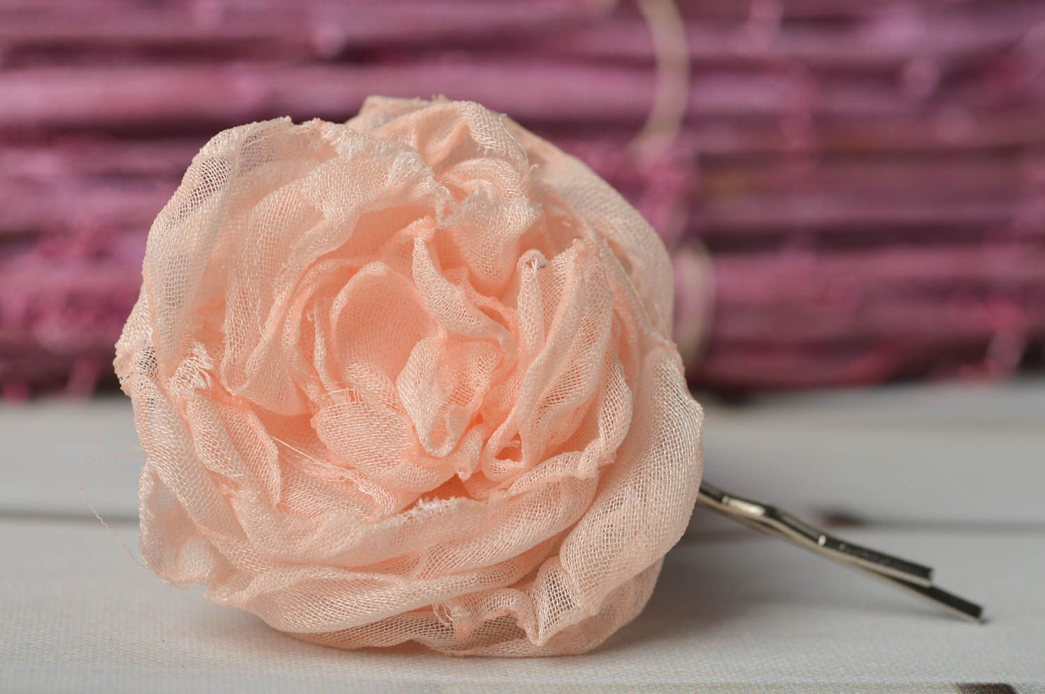Blume Haarspange handmade in Rosa Damen Modeschmuck Accessoire für Haare schön foto 1