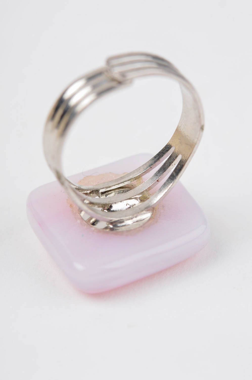 Handmade zarter Glas Ring Damen Modeschmuck Accessoire für Frauen Fusing foto 3