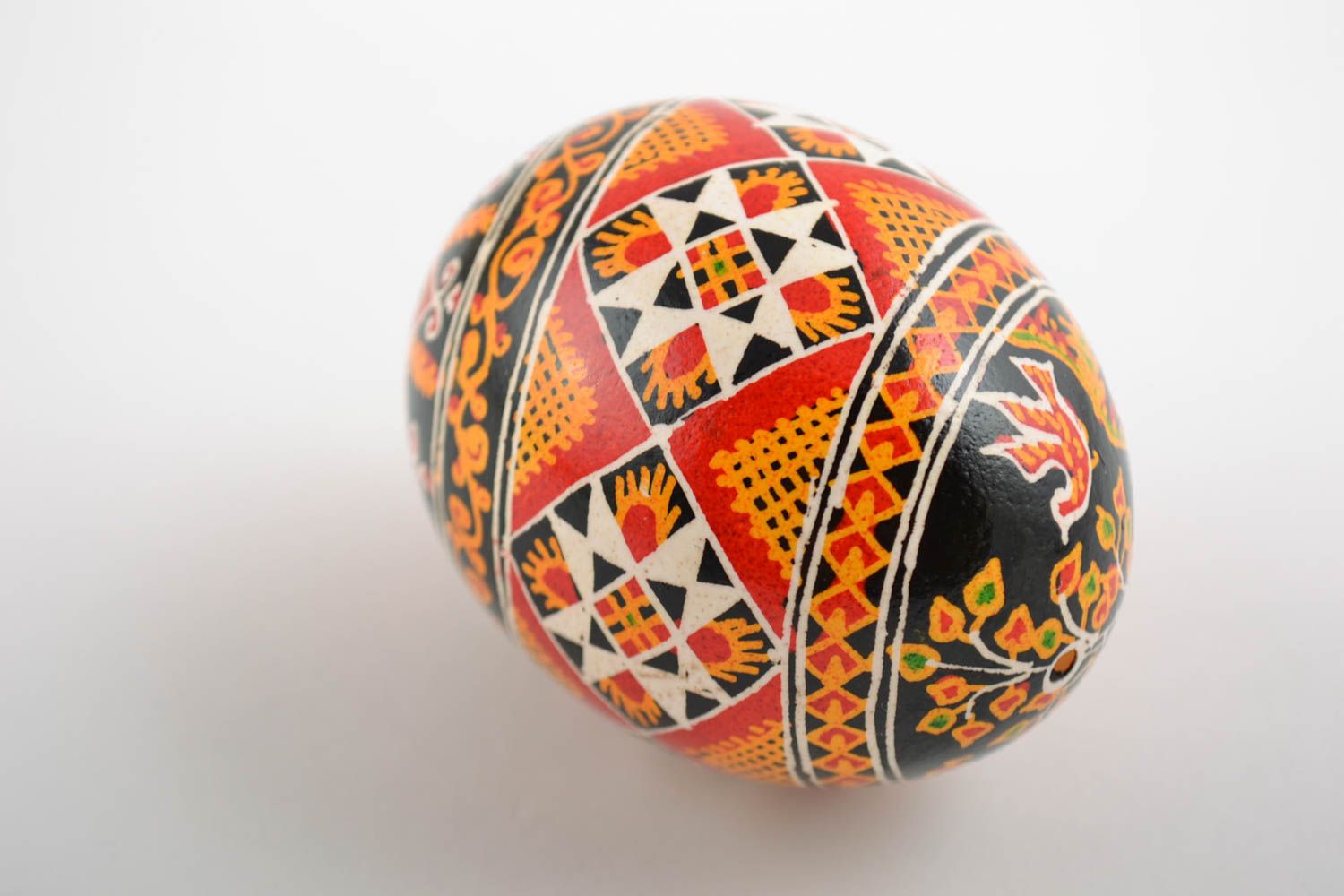Beautiful Easter egg painted with acrylics handmade chicken blown egg pysanka photo 4