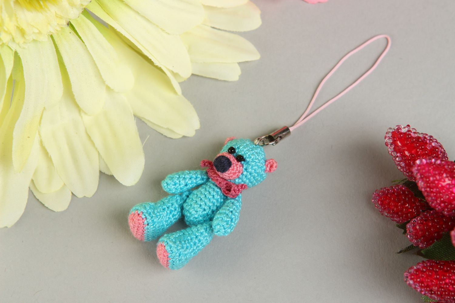 Handmade crocheted keychain unusual designer keychain beautiful soft toy photo 1