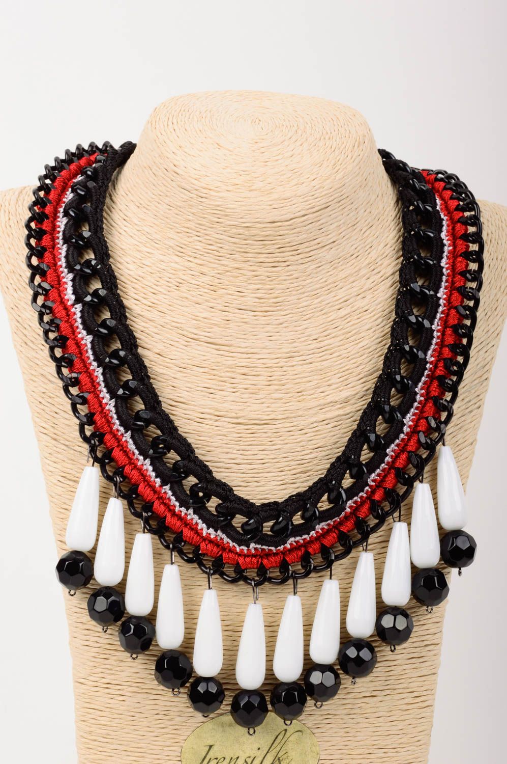 Handmade Damen Collier Modeschmuck Halskette Geschenk für Frauen schwarz rot foto 2
