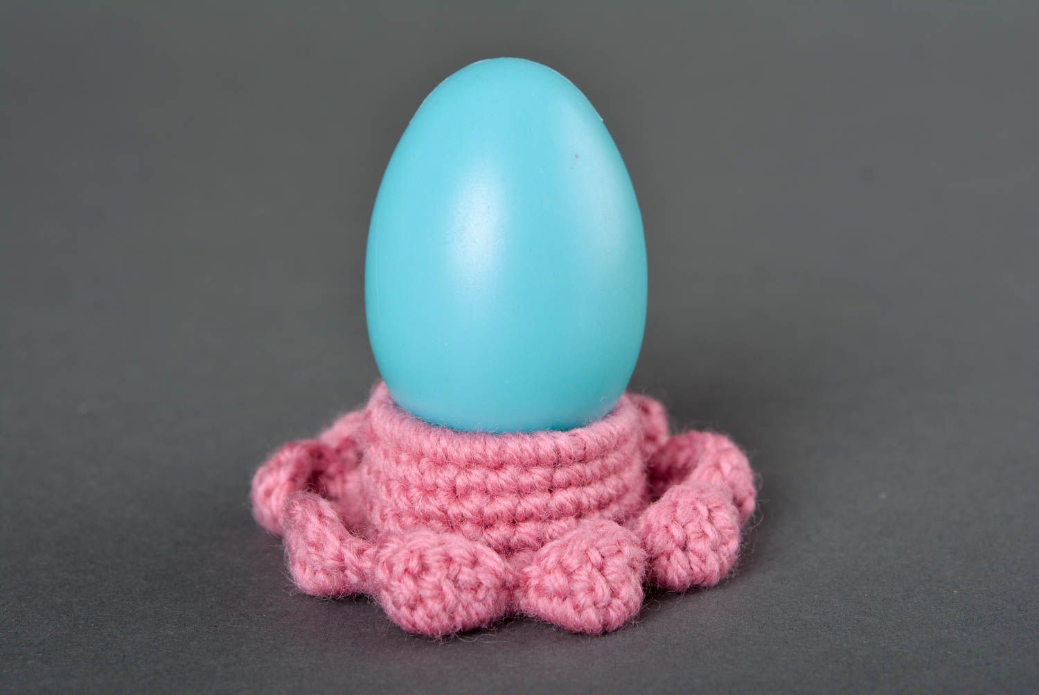 Handmade crocheted stand for eggs stylish home decor unusual Easter souvenir photo 1