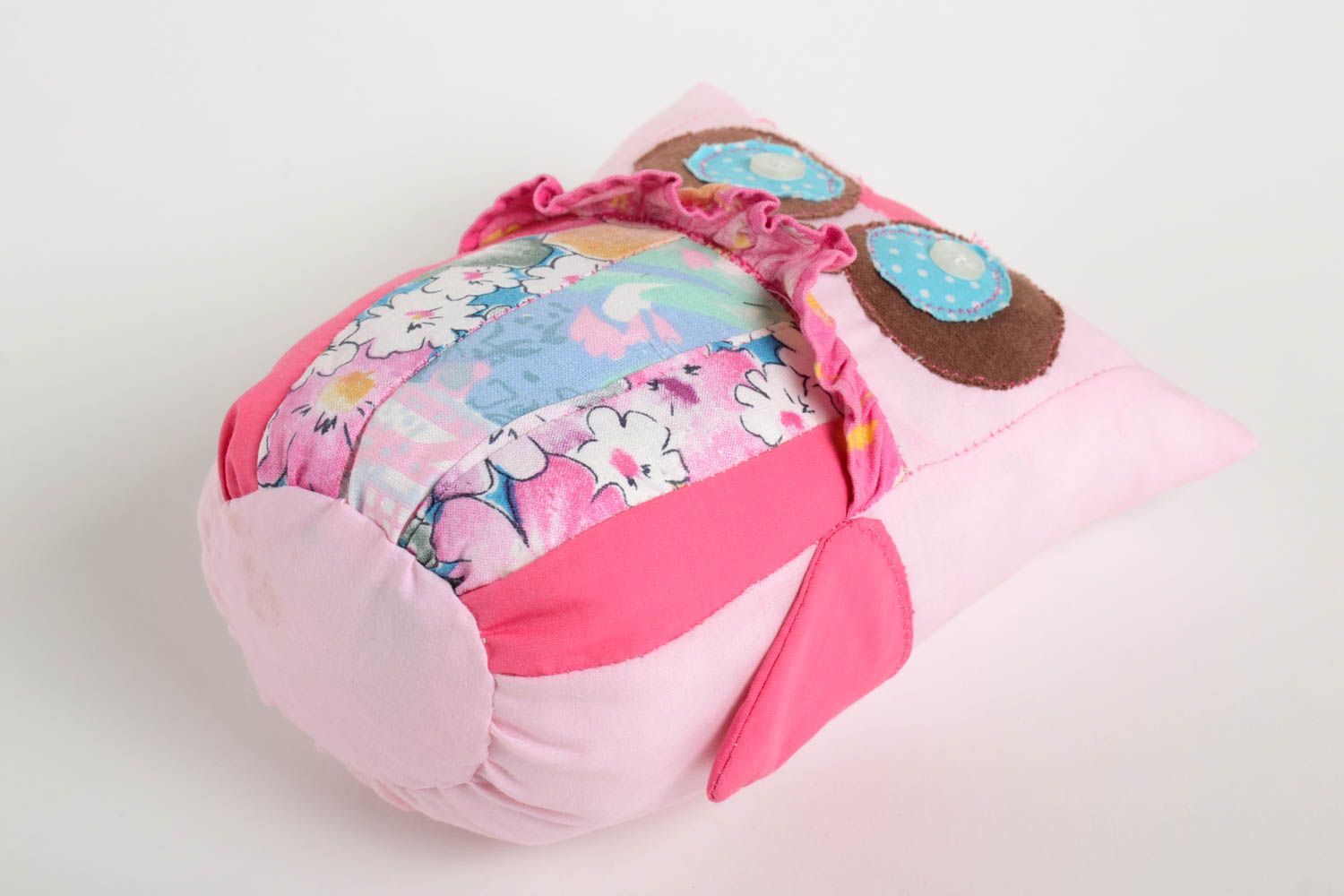 Игрушка ручной работы подарок на новоселье игрушка сова розовая из ткани фото 3