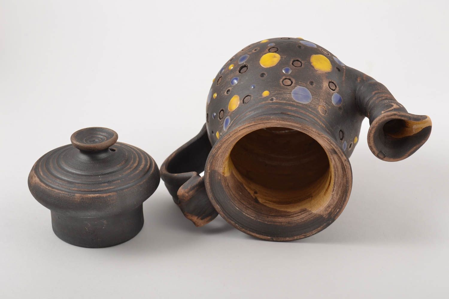 Beautiful handmade ceramic teapot pottery works kitchen supplies gift ideas photo 3