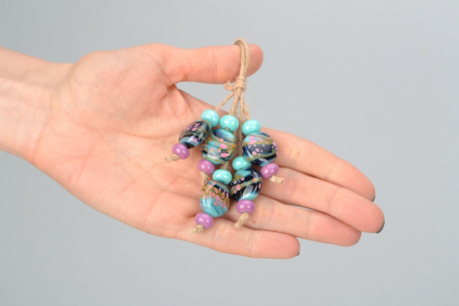 Kit de perles en verre fait main Lagune bleue photo 3