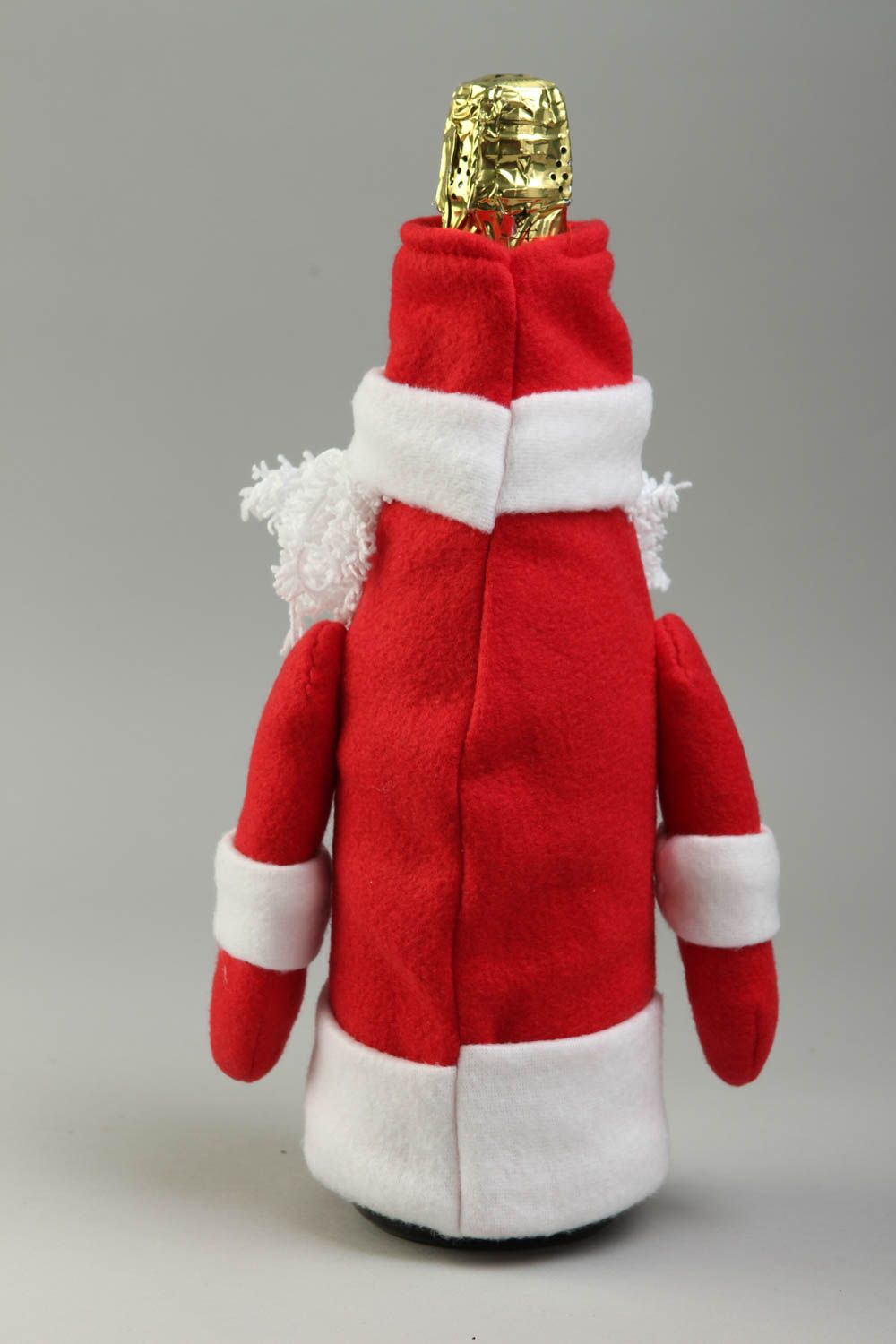 Дед Мороз на бутылку хэнд мэйд аксессуар для дома чехол для бутылки из флиса фото 3