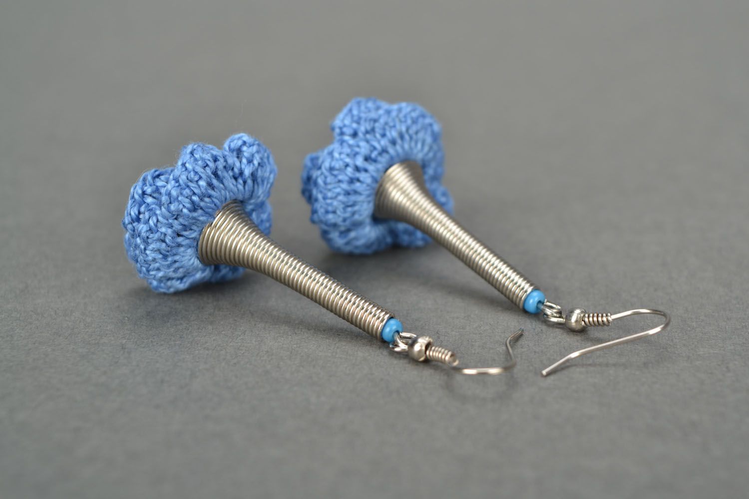 Crochet earrings Cornflowers photo 5