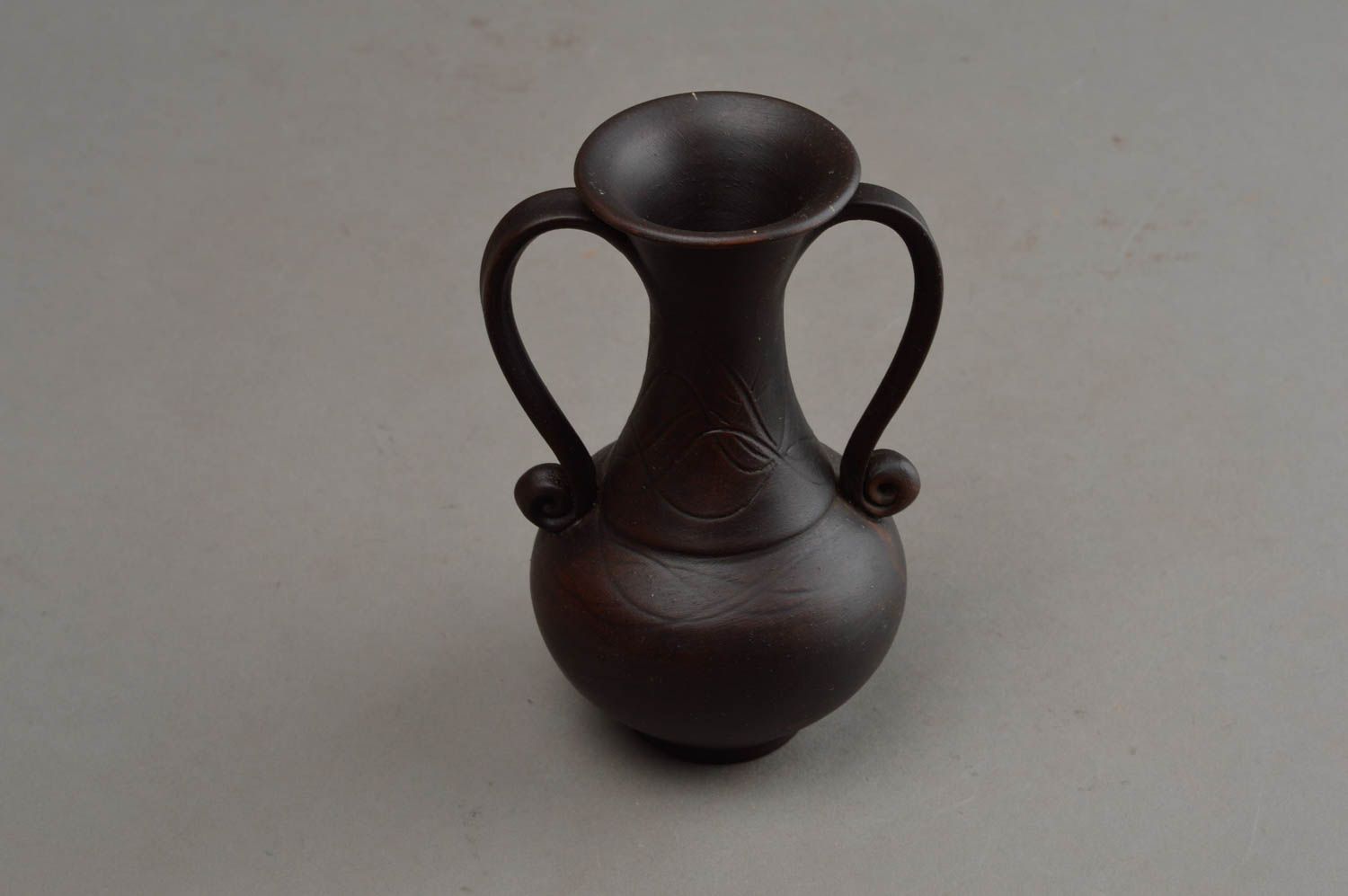 3 oz 5 inches ceramic dark brown elegant vase for home décor 0,5 lb photo 8
