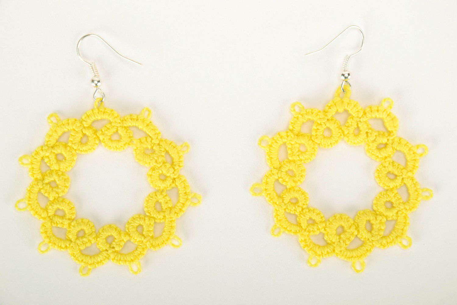 Earrings made from woven lace Little star photo 3