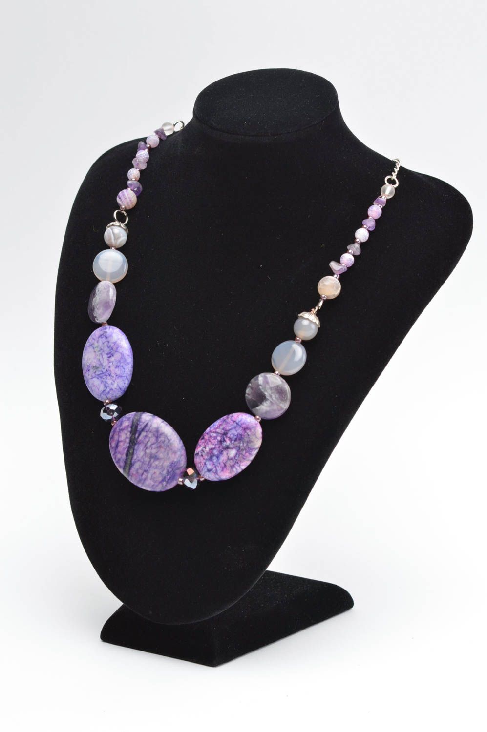 Collier perles de rocailles Bijou fait main pierres naturelles Accessoire mode photo 5