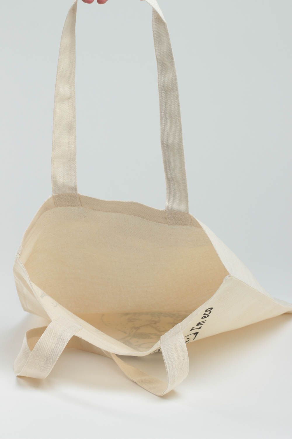 Große helle bemalte handmade Handtasche aus Stoff Öko Accessoire für Frauen foto 4