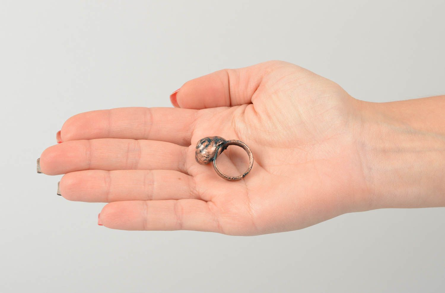 Handmade designer metal ring unusual copper ring elegant female accessory photo 4