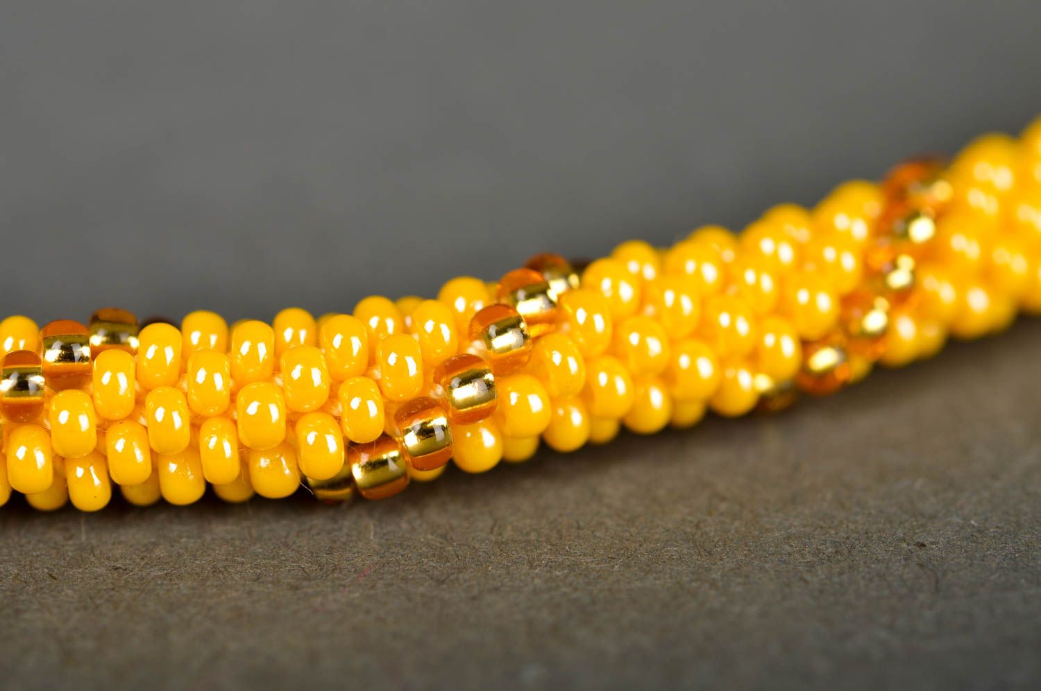Collar de abalorios checos artesanal regalo original collar para mujer amarillo foto 3