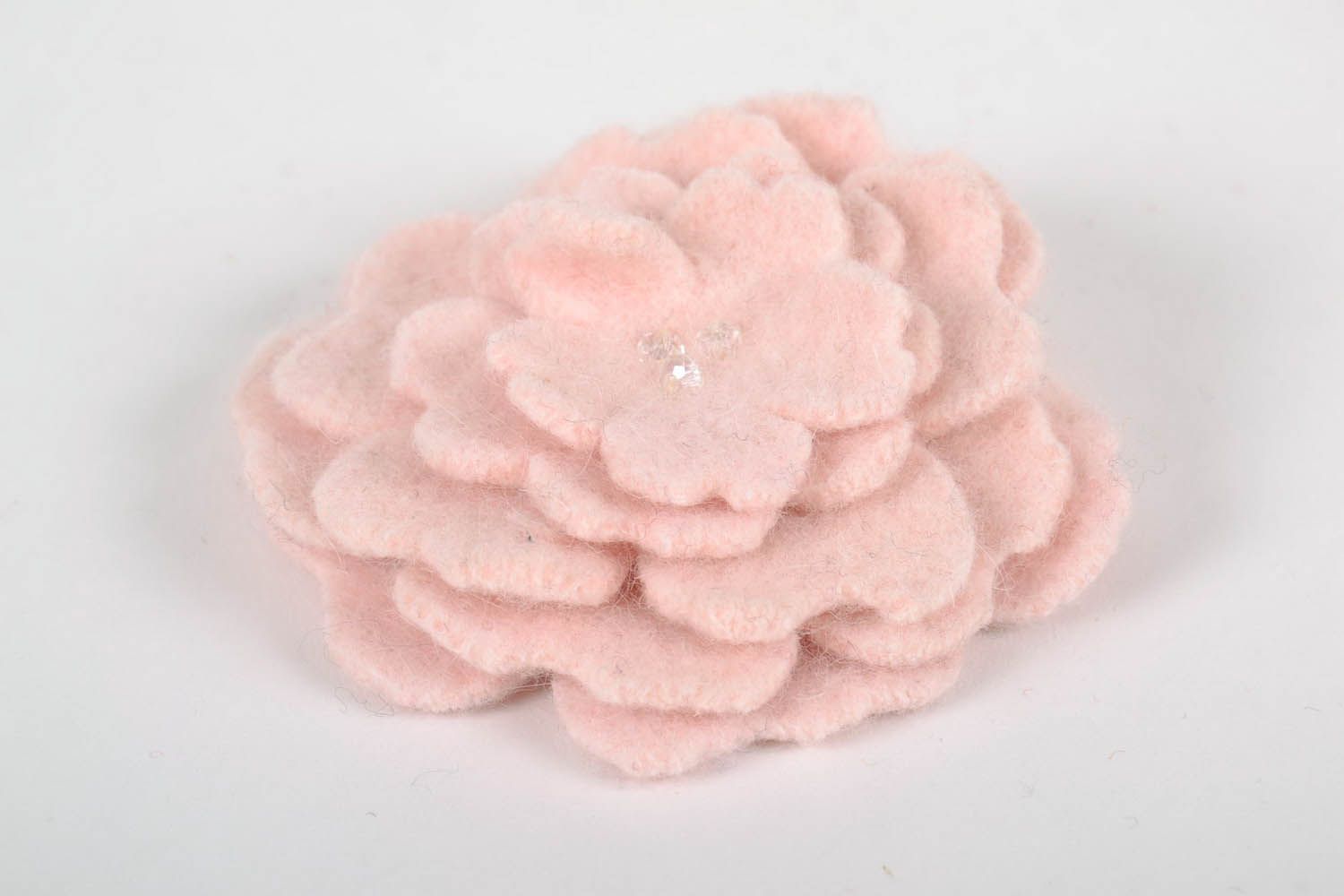 Pink woolen brooch Flower photo 3