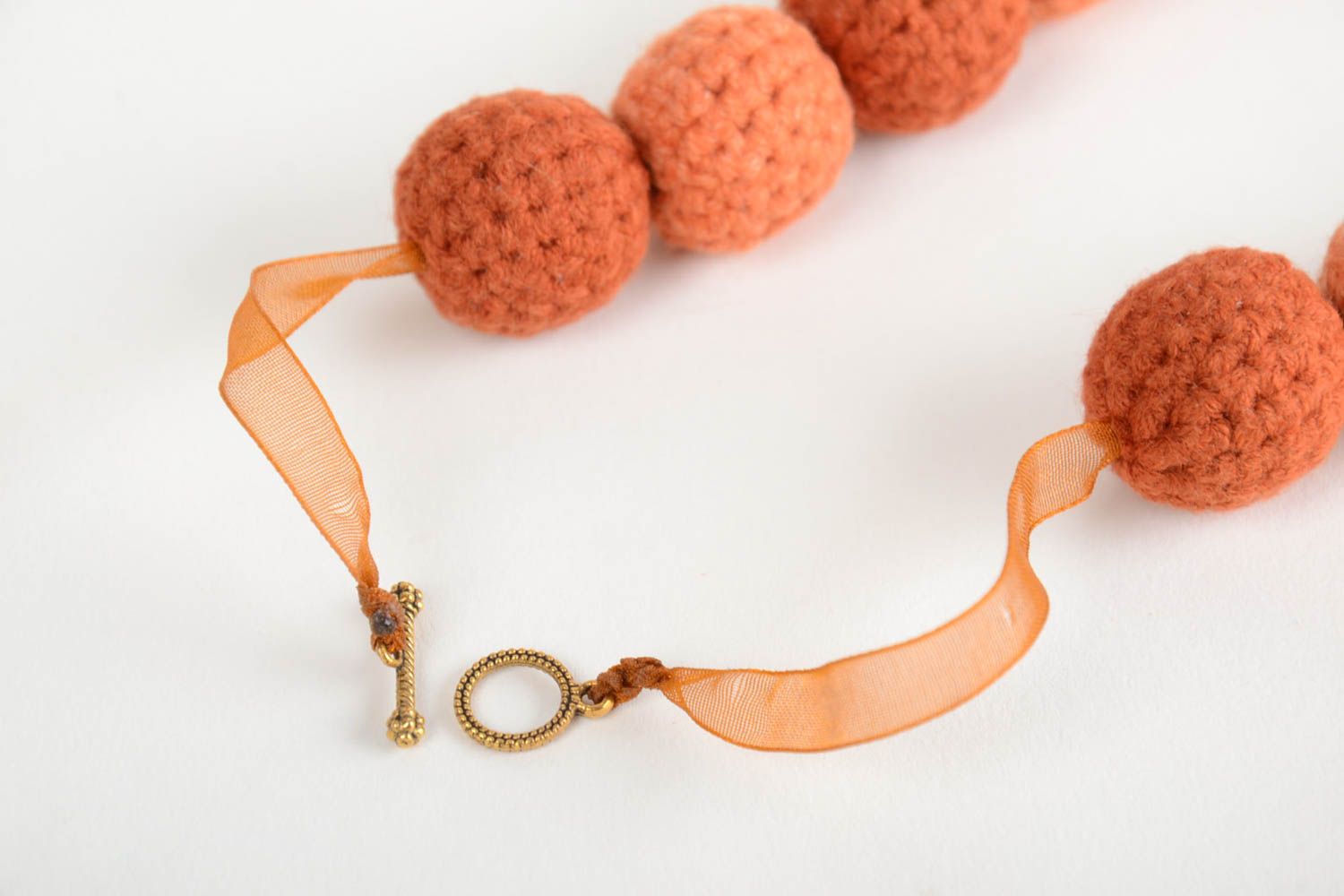 Women's handmade crochet ball jewelry set designer earrings and necklace 2 items photo 3