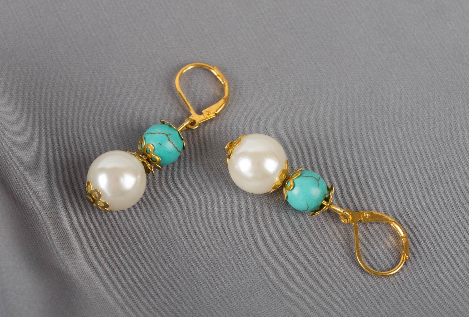 Handmade Ohrringe Gehänge Perlen Ohrhänger Modeschmuck Damen Geschenk für Frauen foto 1