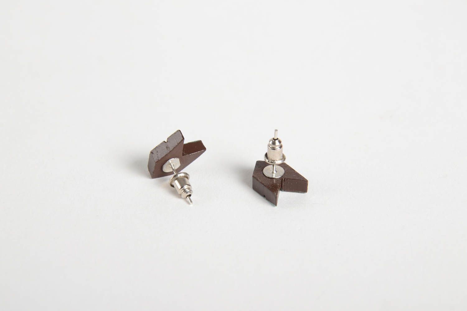 Stylish handmade stud earrings wooden earrings for girls fashion trends photo 4