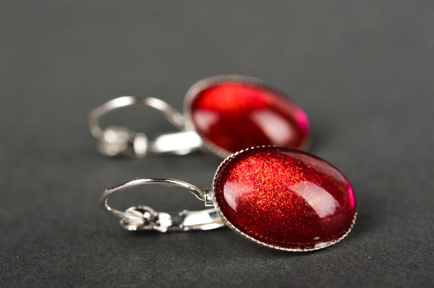 Cabochon Ohrringe in Rot schöner Mode Schmuck originelles Geschenk für Frauen foto 3