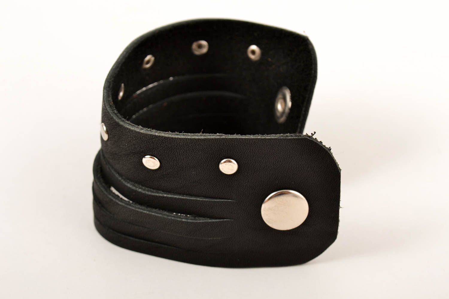 Breites Leder Armband handmade schwarz Schmuck für Frauen stilvoll Armband Frau foto 2